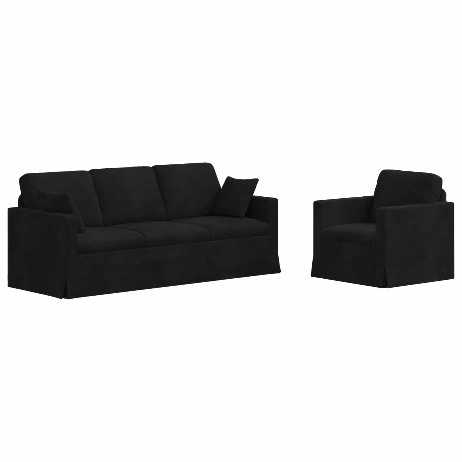 Bank 2 pcs Zwart 198 x 78 x 80 cm Fluweel is nu te koop bij PeponiXL, paradijselijk wonen!