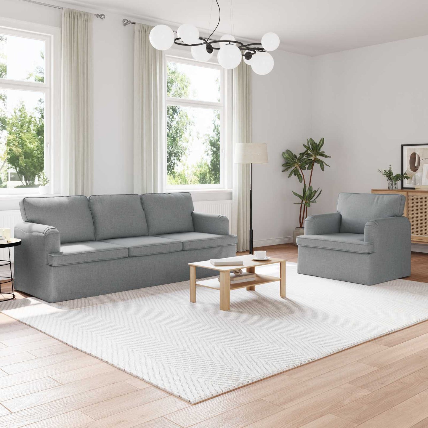 Bankstel 2 pcs Lichtgrijs 201 x 80 x 85 cm Stof is nu te koop bij PeponiXL, paradijselijk wonen!