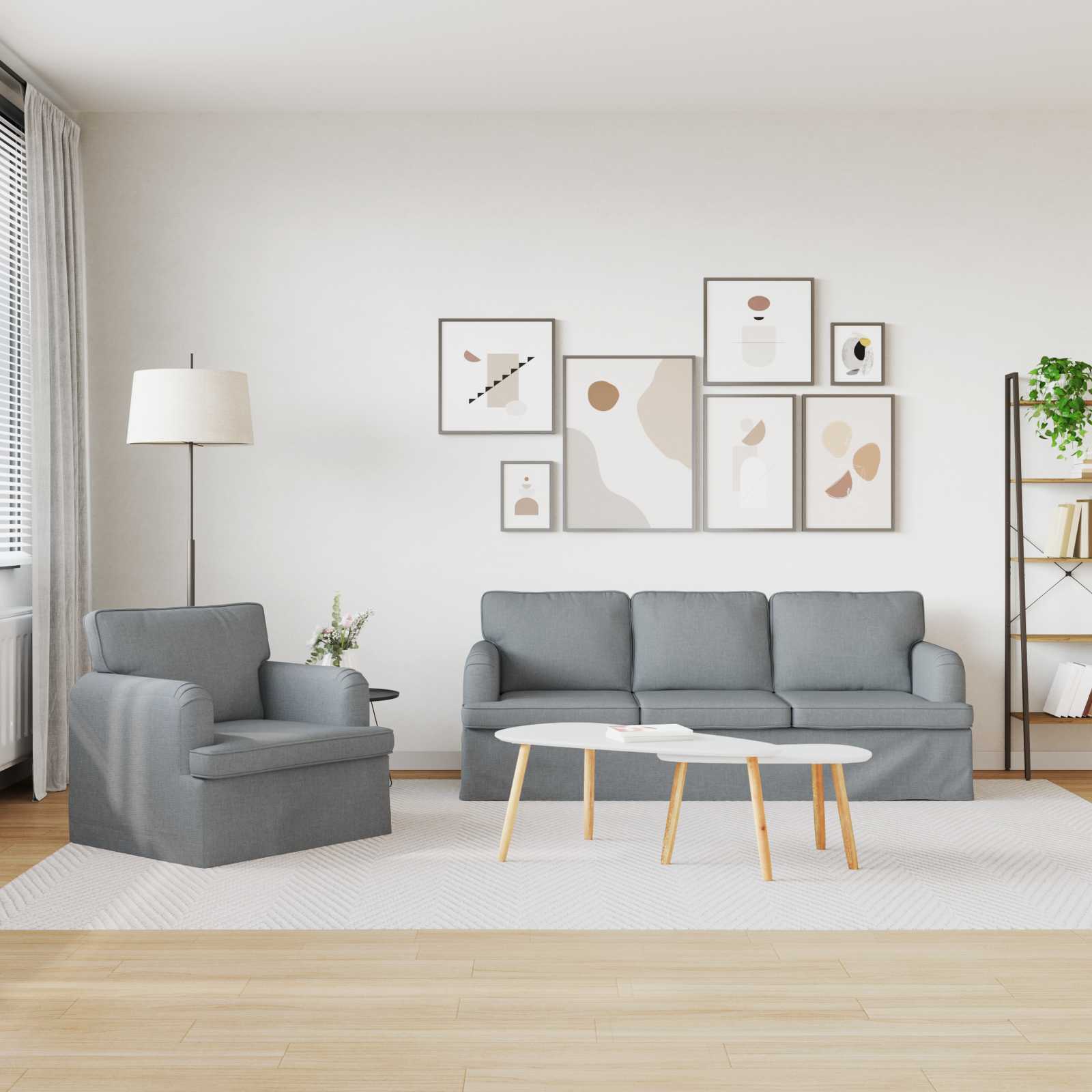 Bankstel 2 pcs Lichtgrijs 201 x 80 x 85 cm Stof is nu te koop bij PeponiXL, paradijselijk wonen!