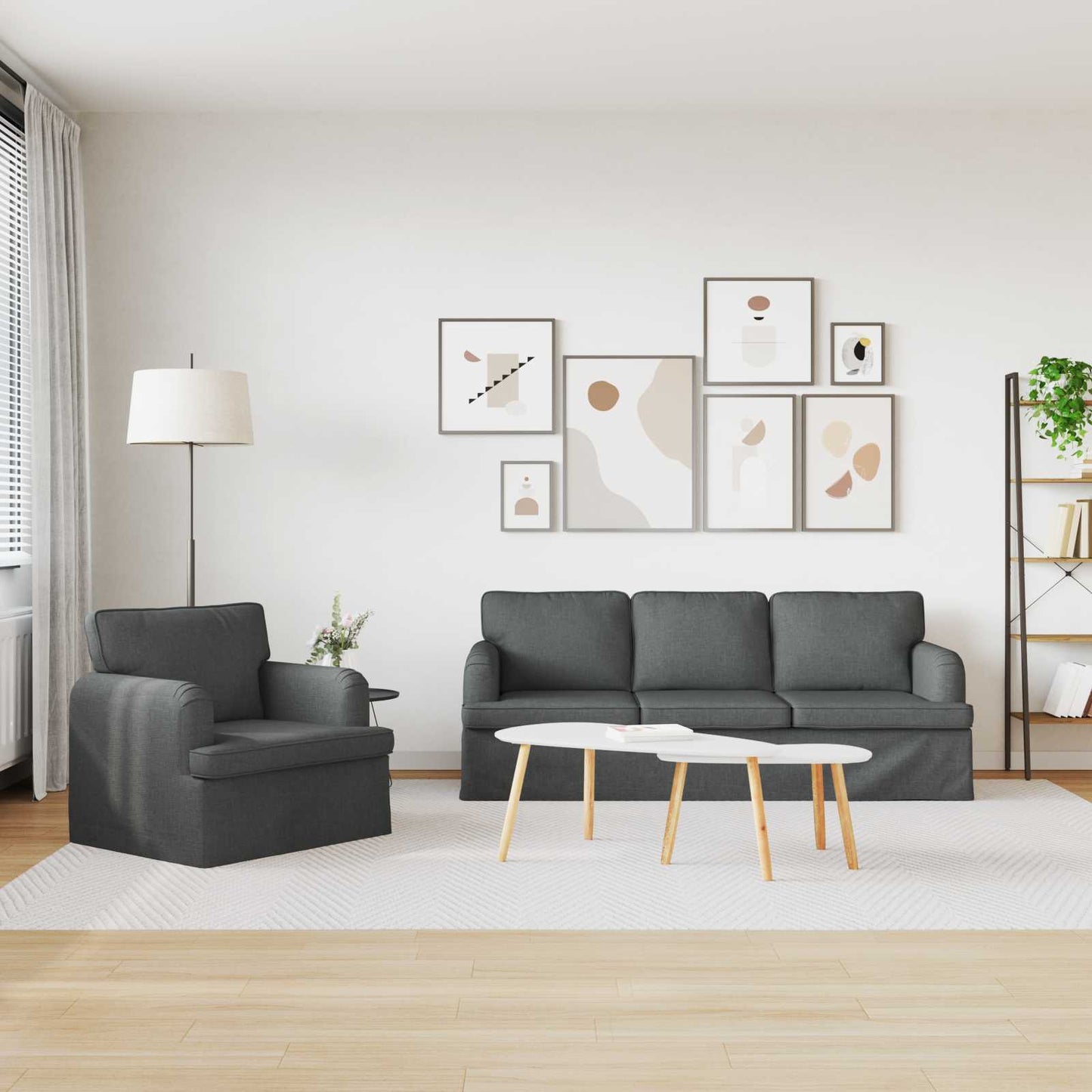 Bankstel 2 pcs Donkergrijs 201 x 80 x 85 cm Stof is nu te koop bij PeponiXL, paradijselijk wonen!