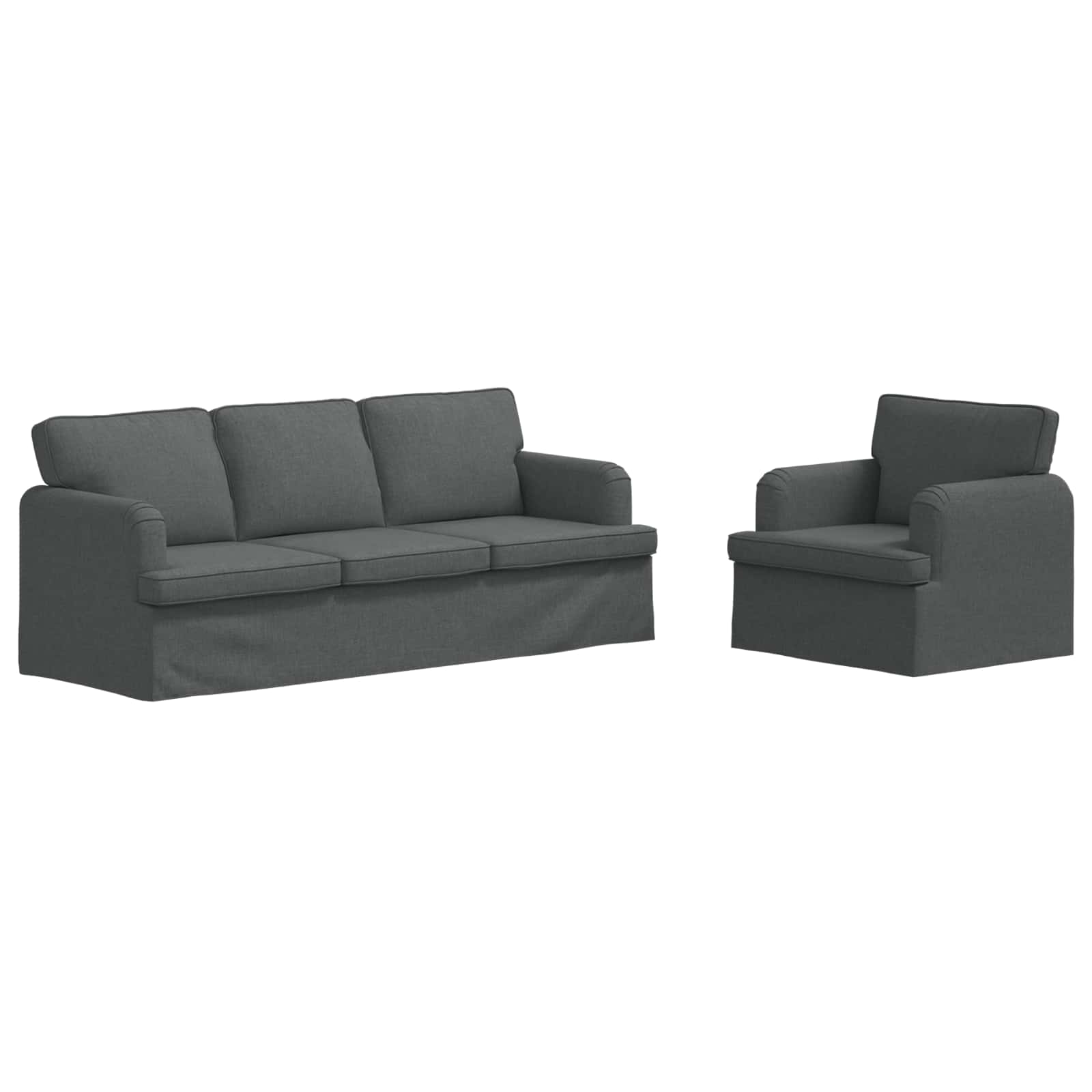 Bankstel 2 pcs Donkergrijs 201 x 80 x 85 cm Stof is nu te koop bij PeponiXL, paradijselijk wonen!