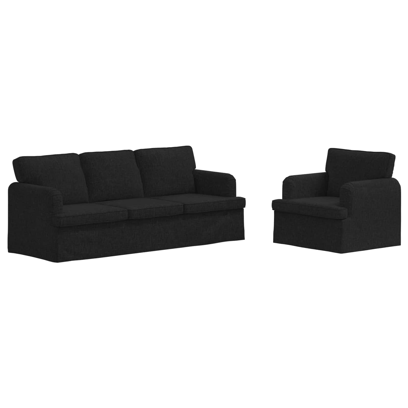 Bankstel 2 pcs Zwart 201 x 80 x 85 cm Stof is nu te koop bij PeponiXL, paradijselijk wonen!