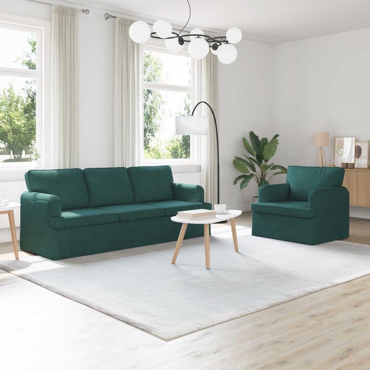 Bankstel 2 pcs Donkergroen 201 x 80 x 85 cm Stof is nu te koop bij PeponiXL, paradijselijk wonen!