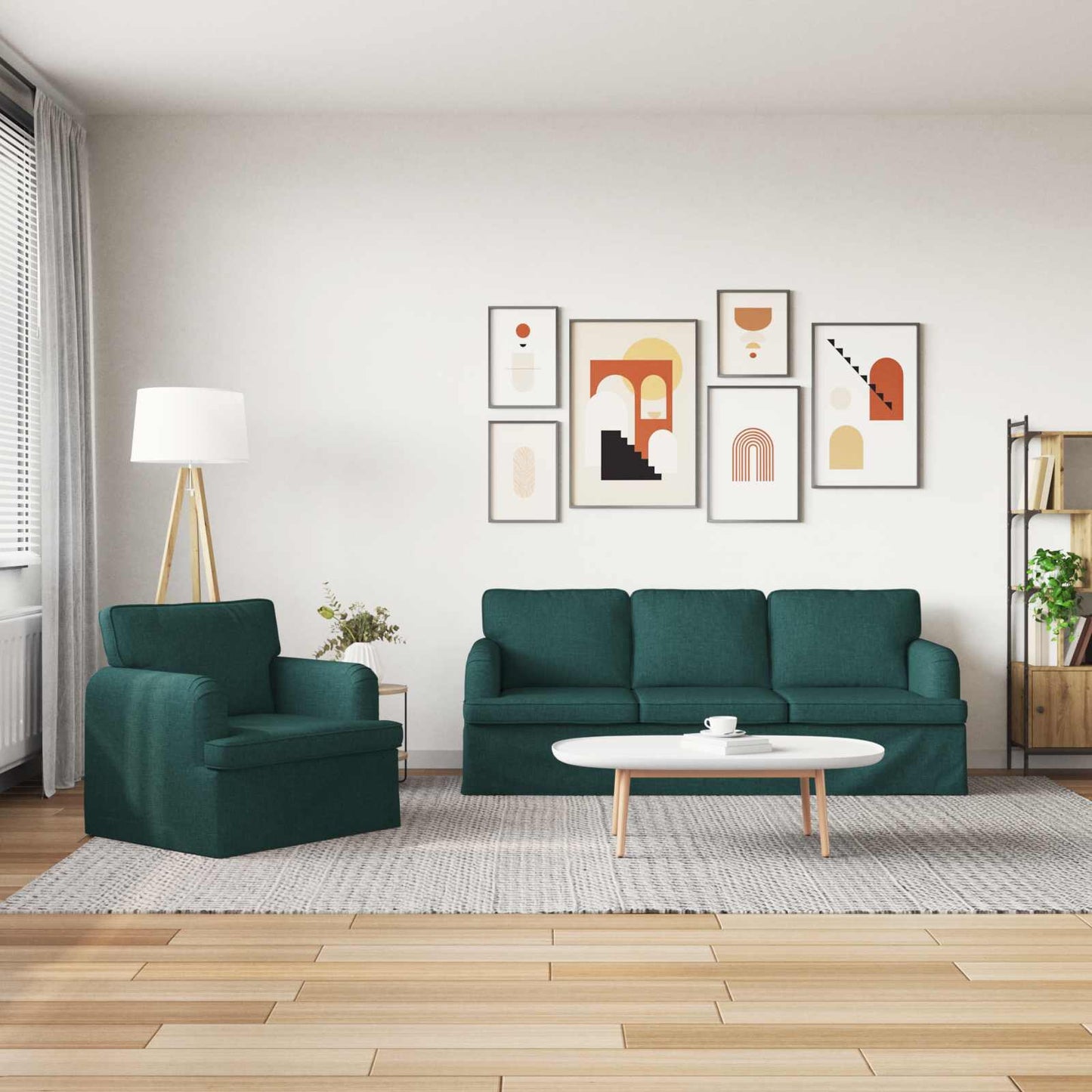 Bankstel 2 pcs Donkergroen 201 x 80 x 85 cm Stof is nu te koop bij PeponiXL, paradijselijk wonen!