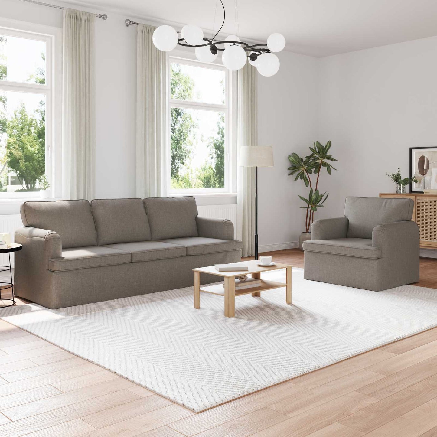 Bankstel 2 pcs Taupe 201 x 80 x 85 cm Stof is nu te koop bij PeponiXL, paradijselijk wonen!