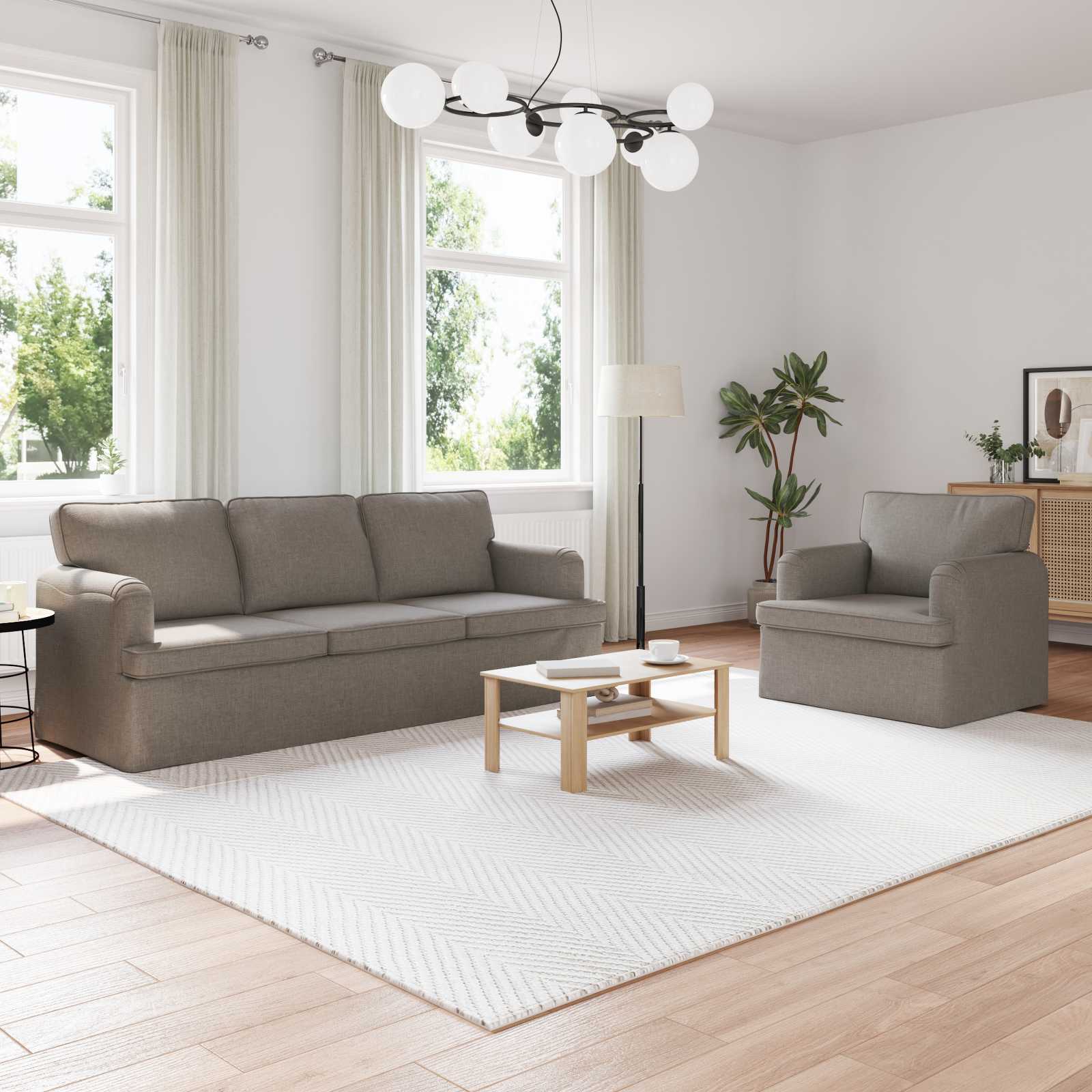 Bankstel 2 pcs Taupe 201 x 80 x 85 cm Stof is nu te koop bij PeponiXL, paradijselijk wonen!