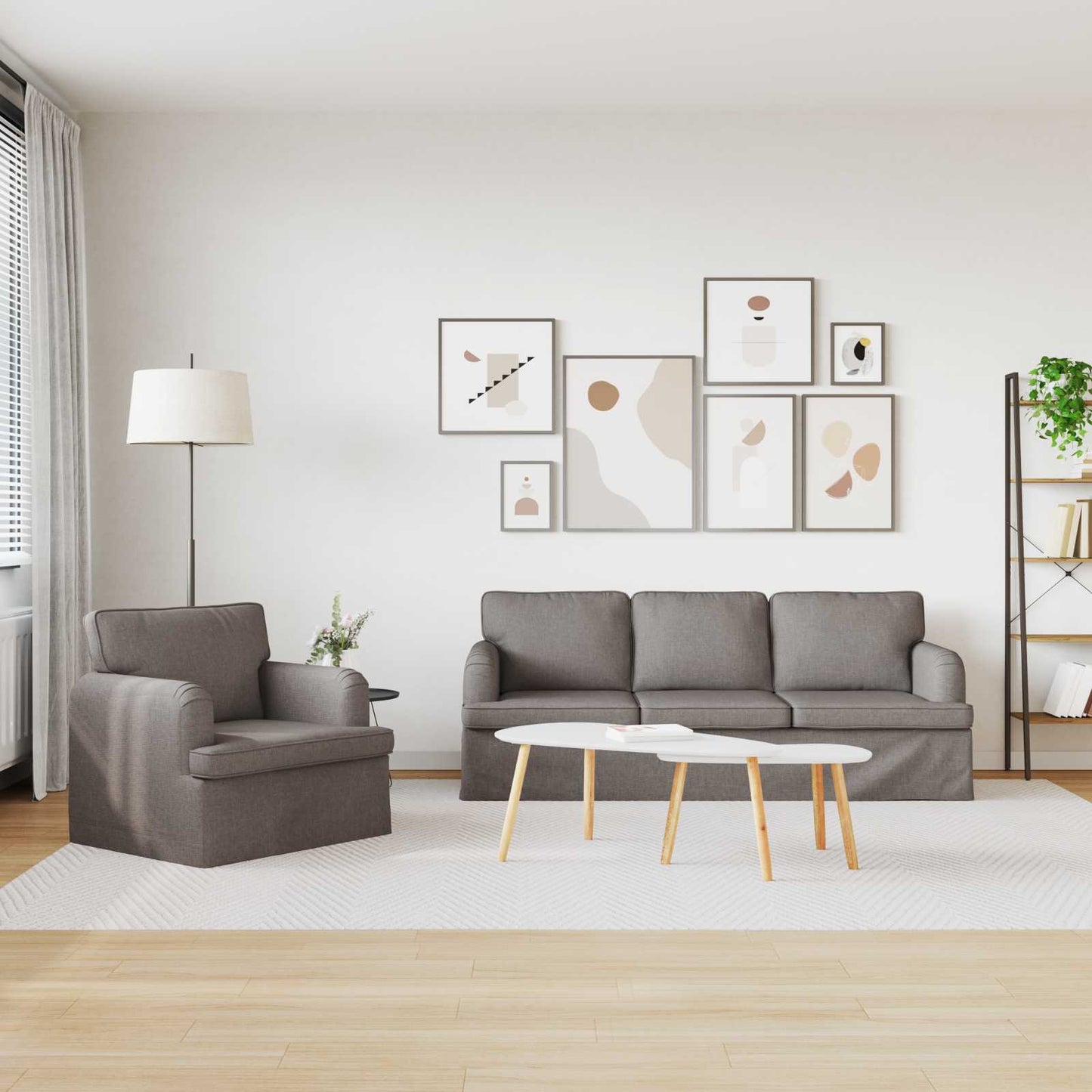 Bankstel 2 pcs Taupe 201 x 80 x 85 cm Stof is nu te koop bij PeponiXL, paradijselijk wonen!