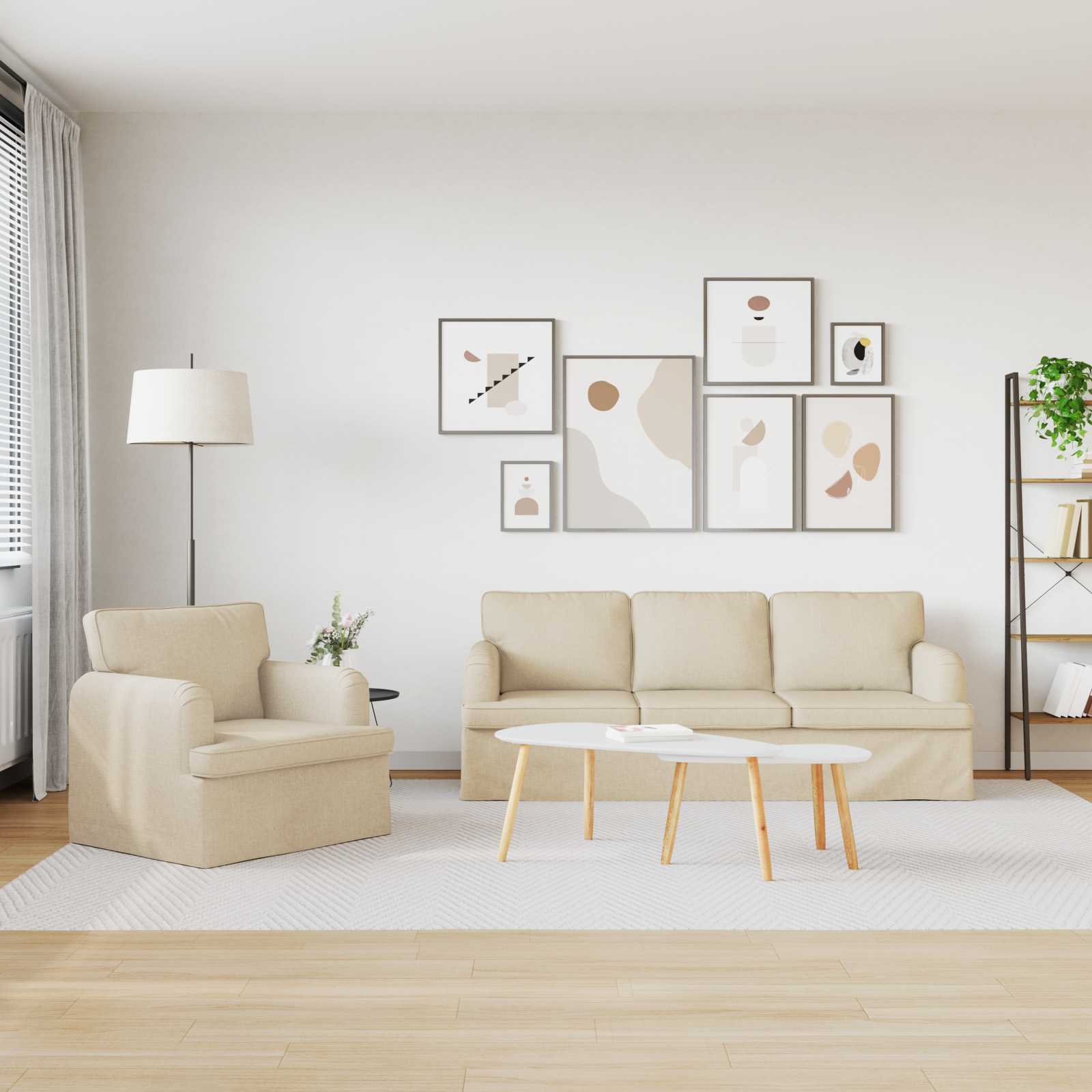 Bankstel 2 pcs Crème 201 x 80 x 85 cm Stof is nu te koop bij PeponiXL, paradijselijk wonen!