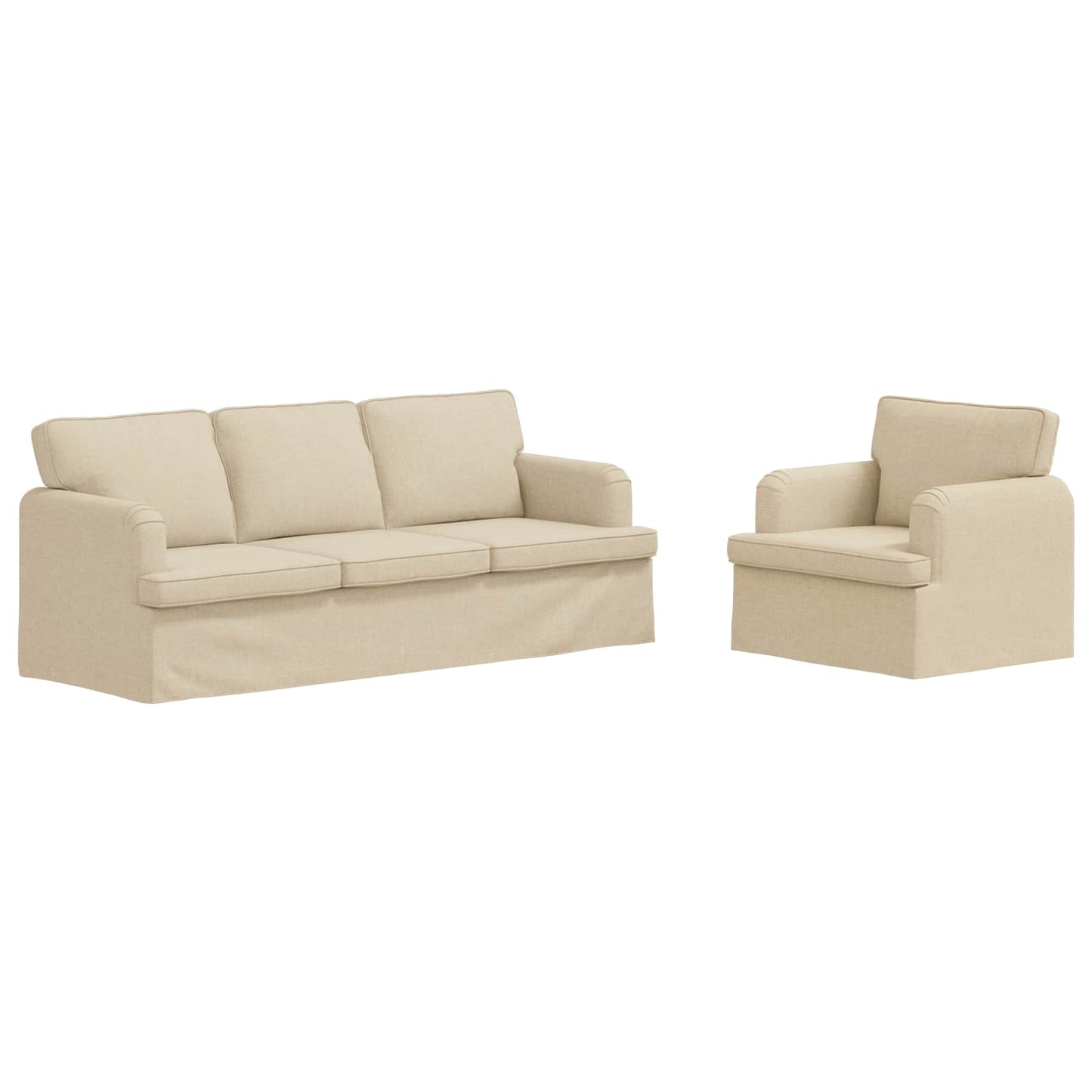Bankstel 2 pcs Crème 201 x 80 x 85 cm Stof is nu te koop bij PeponiXL, paradijselijk wonen!
