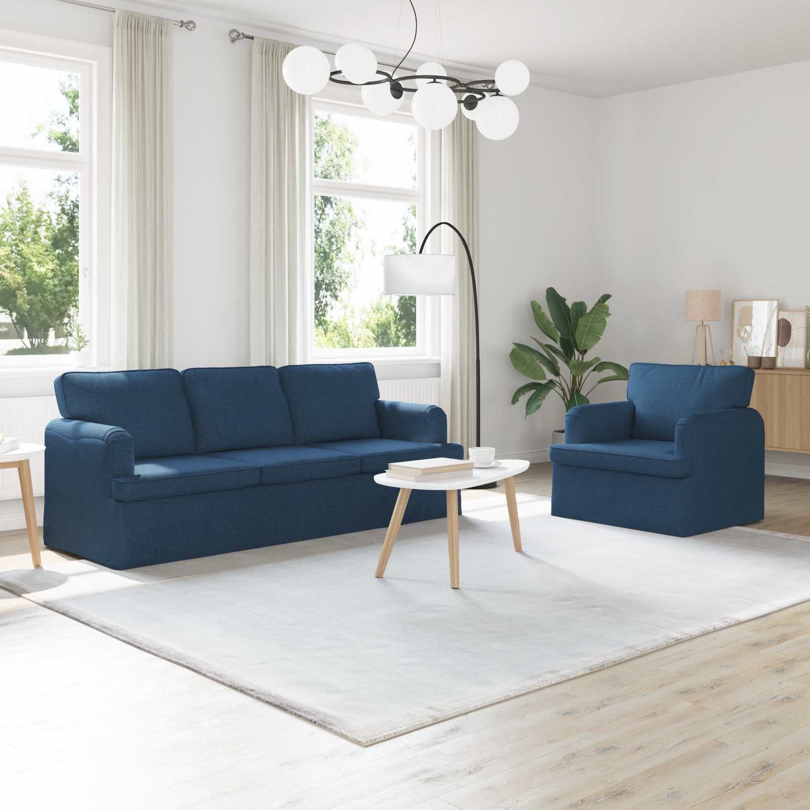 Bankstel 2 pcs Blauw 201 x 80 x 85 cm Stof is nu te koop bij PeponiXL, paradijselijk wonen!