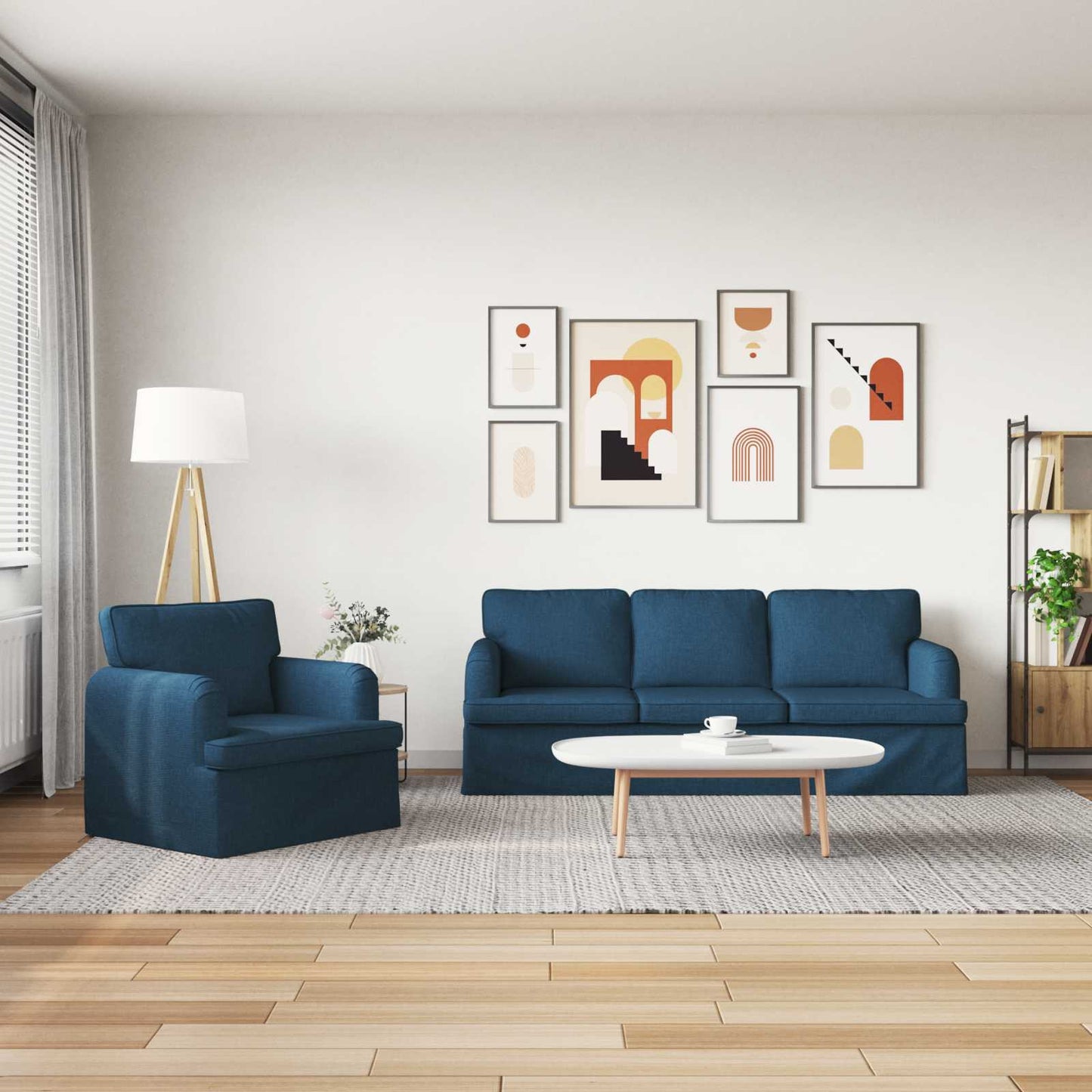 Bankstel 2 pcs Blauw 201 x 80 x 85 cm Stof is nu te koop bij PeponiXL, paradijselijk wonen!