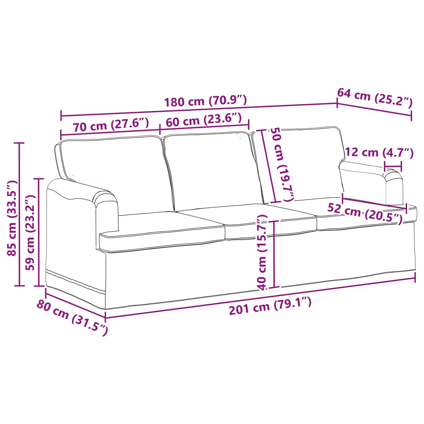Bankstel 2 pcs Blauw 201 x 80 x 85 cm Stof is nu te koop bij PeponiXL, paradijselijk wonen!