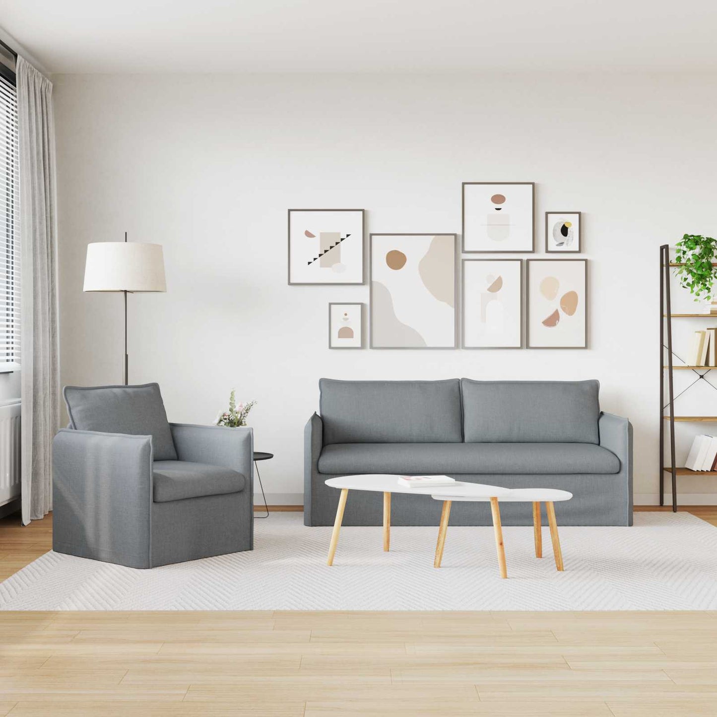 Bankstel 2 pcs Lichtgrijs 196 x 82 x 85 cm Stof is nu te koop bij PeponiXL, paradijselijk wonen!