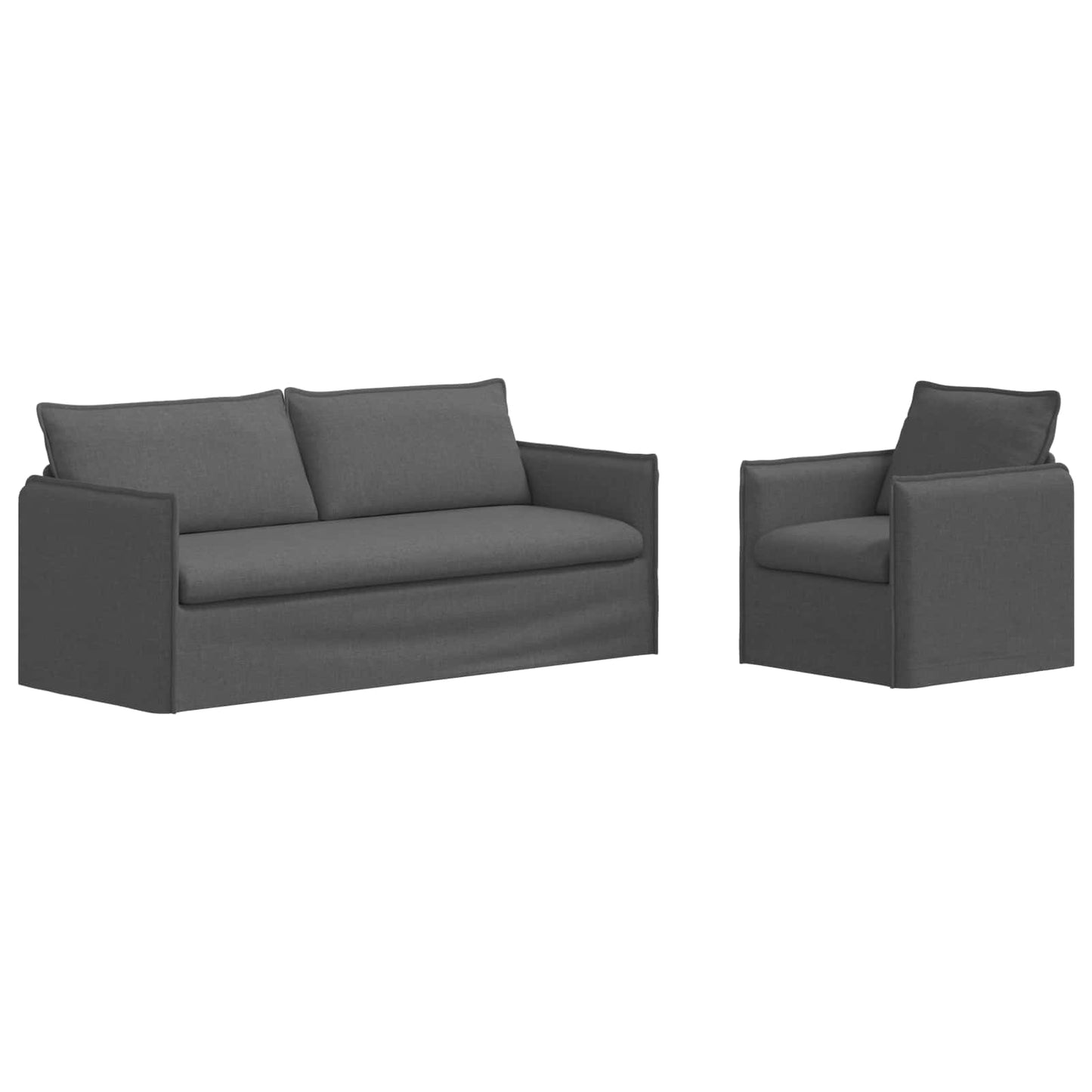 Bankstel 2 pcs Donkergrijs 196 x 82 x 85 cm Stof is nu te koop bij PeponiXL, paradijselijk wonen!