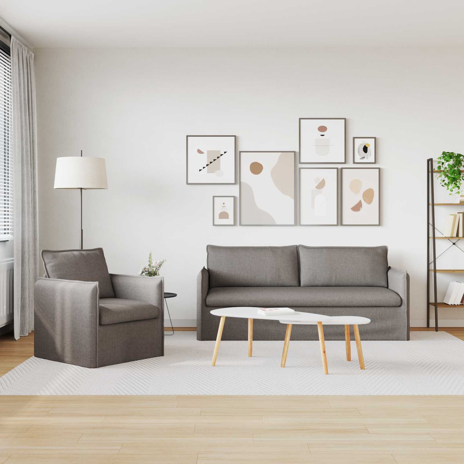 Bankstel 2 pcs Taupe 196 x 82 x 85 cm Stof is nu te koop bij PeponiXL, paradijselijk wonen!