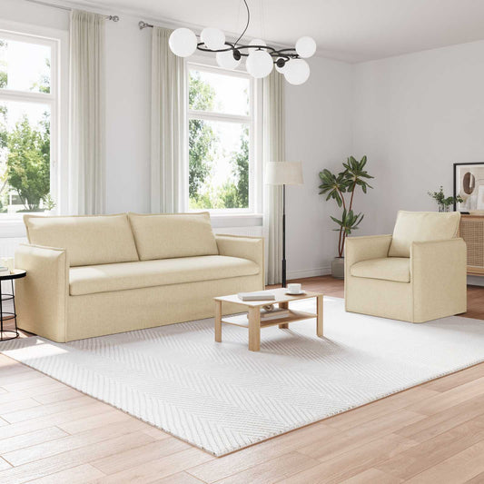 Bankstel 2 pcs Crèmekleurig 196 x 82 x 85 cm Stof is nu te koop bij PeponiXL, paradijselijk wonen!