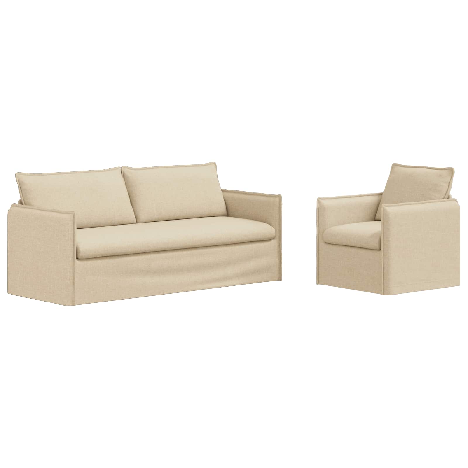 Bankstel 2 pcs Crèmekleurig 196 x 82 x 85 cm Stof is nu te koop bij PeponiXL, paradijselijk wonen!