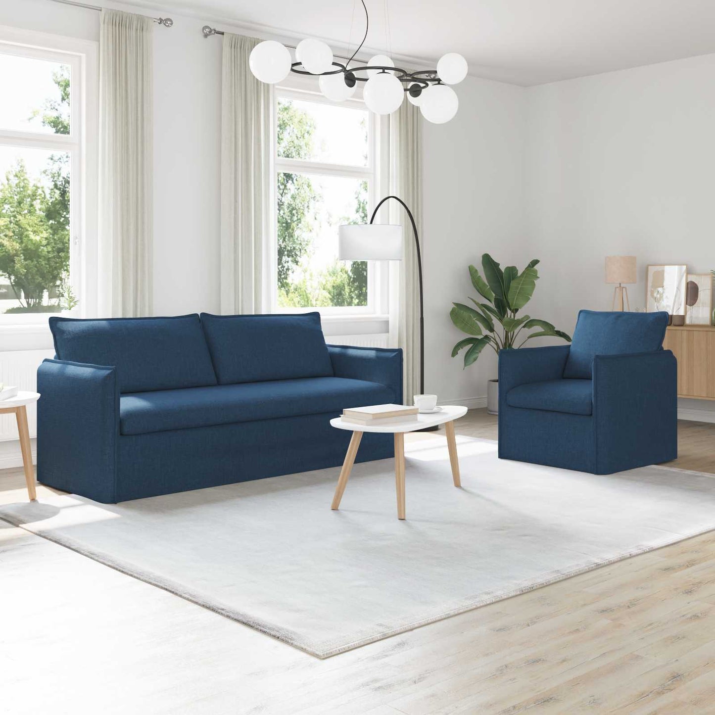 Bankstel 2 pcs Blauw 196 x 82 x 85 cm Stof is nu te koop bij PeponiXL, paradijselijk wonen!