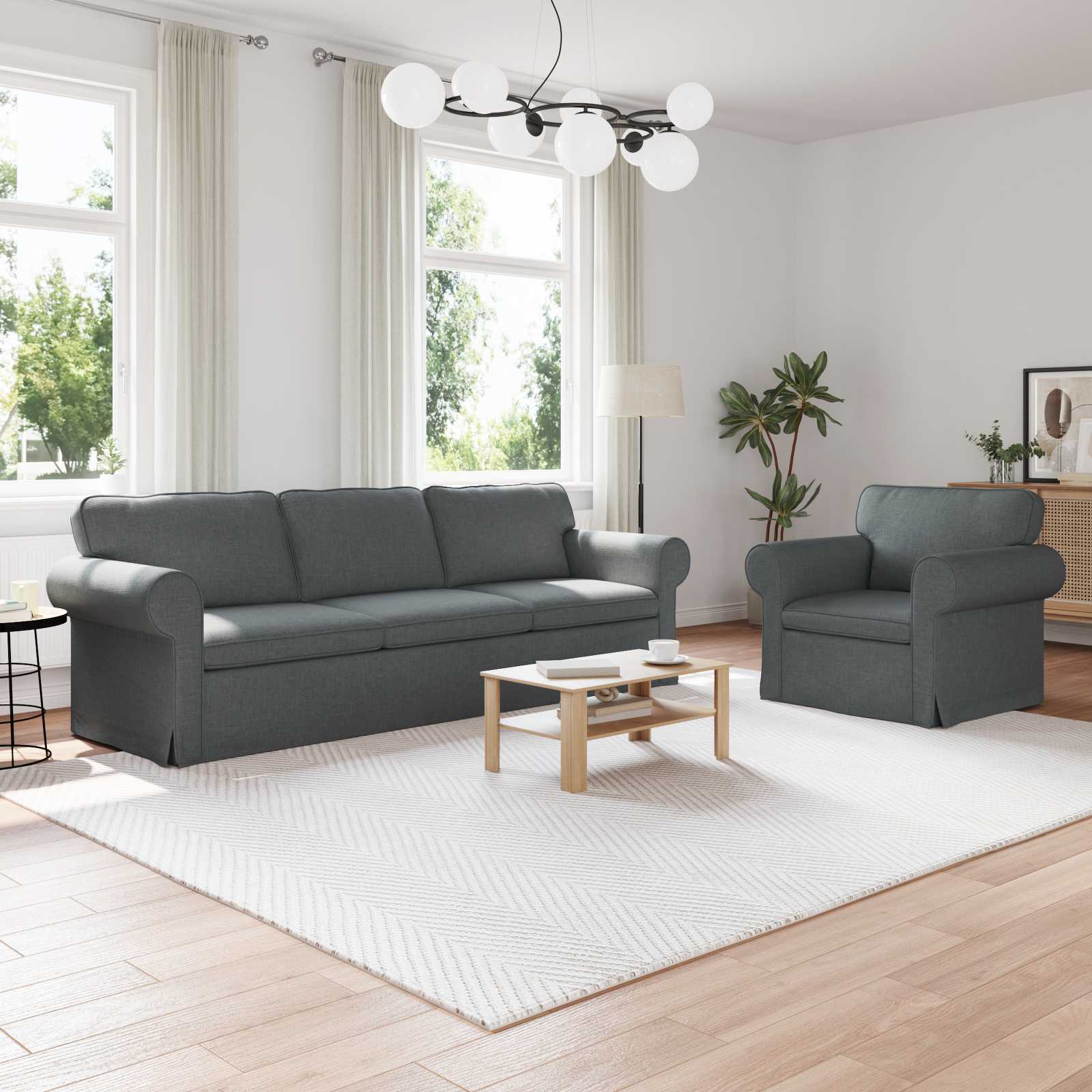 Bankstel 2 pcs Donkergrijs 245 x 82 x 80 cm Stof is nu te koop bij PeponiXL, paradijselijk wonen!