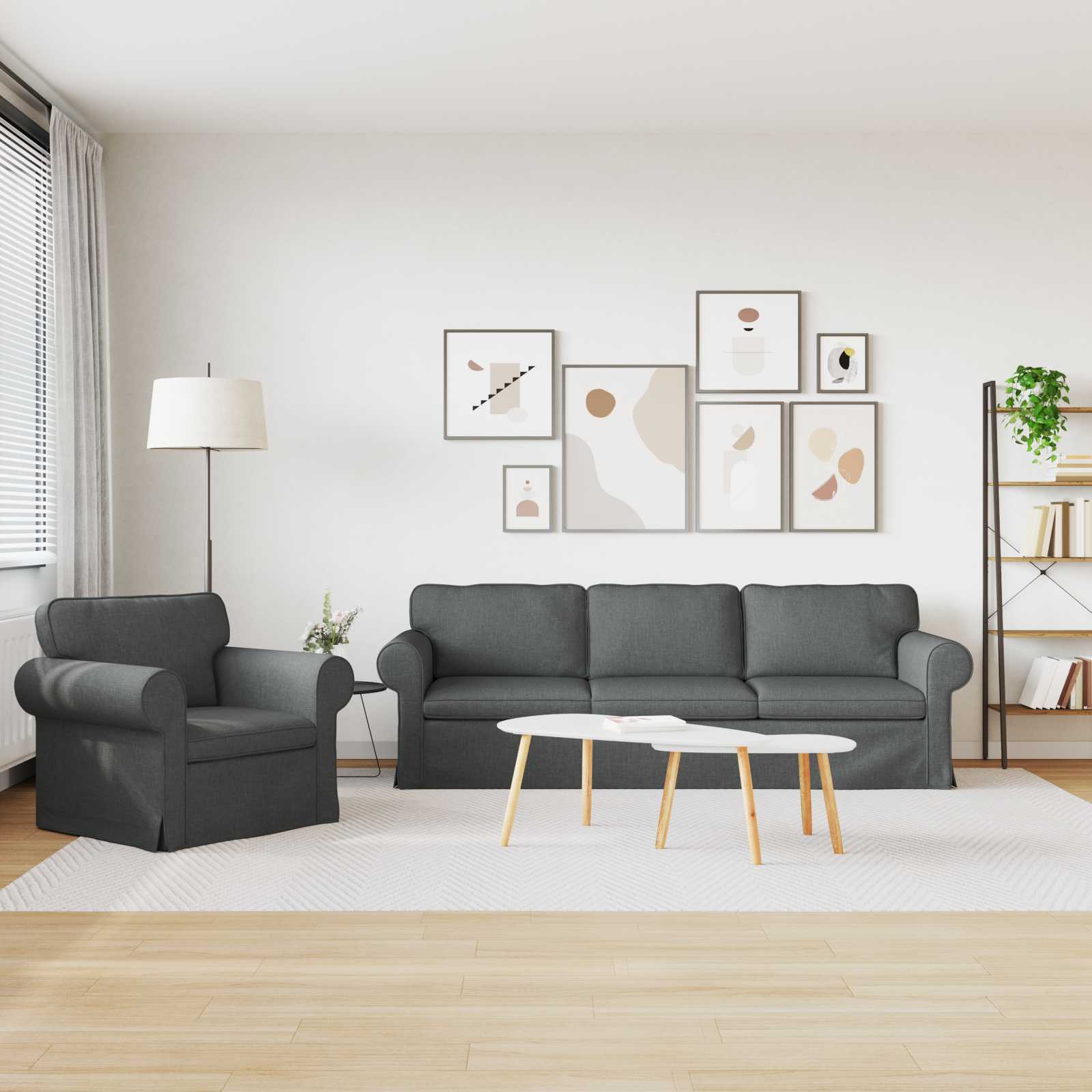 Bankstel 2 pcs Donkergrijs 245 x 82 x 80 cm Stof is nu te koop bij PeponiXL, paradijselijk wonen!