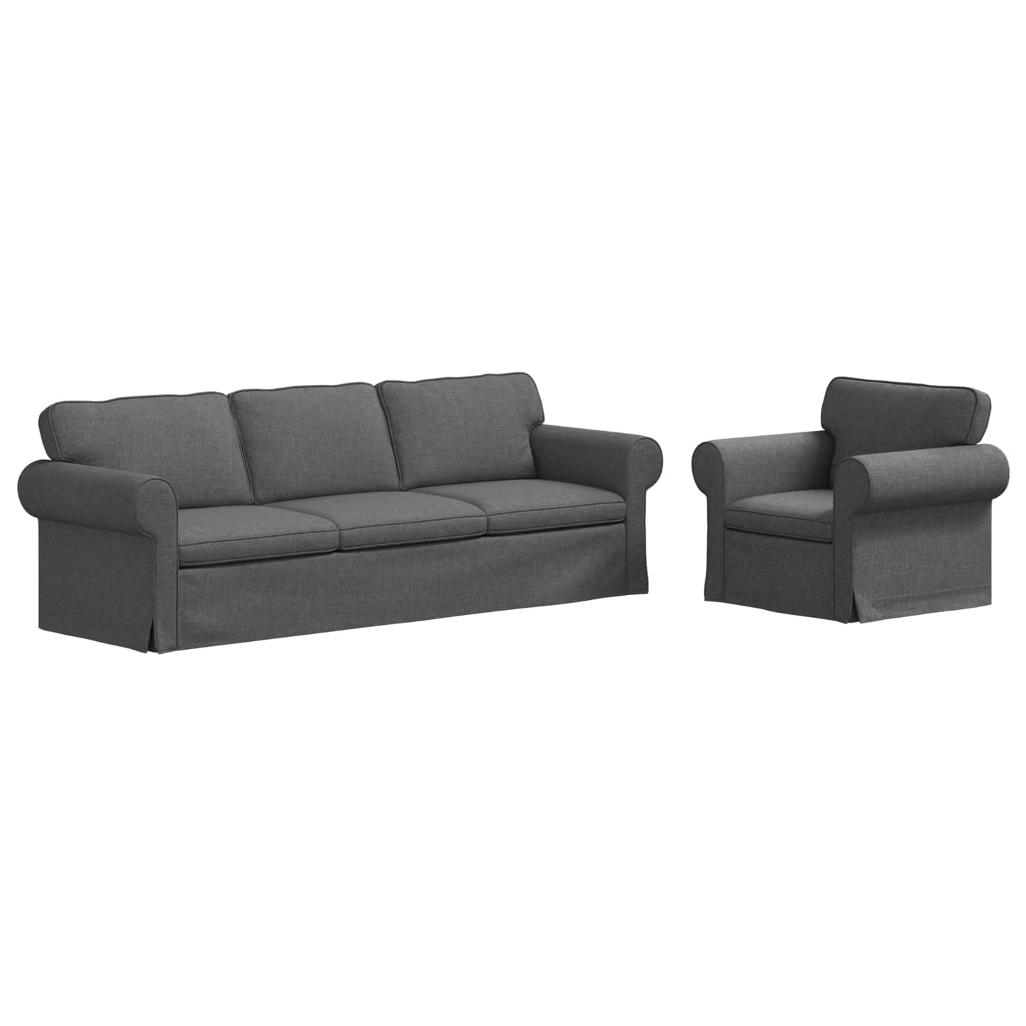 Bankstel 2 pcs Donkergrijs 245 x 82 x 80 cm Stof is nu te koop bij PeponiXL, paradijselijk wonen!