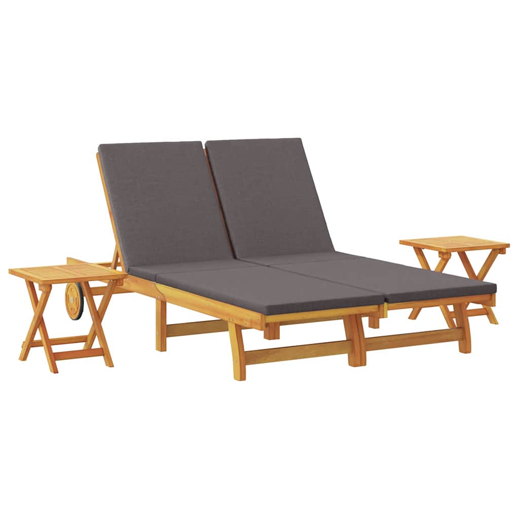 Ligstoel met kussen Donkergrijs Massief Acaciahout is nu te koop bij PeponiXL, paradijselijk wonen!