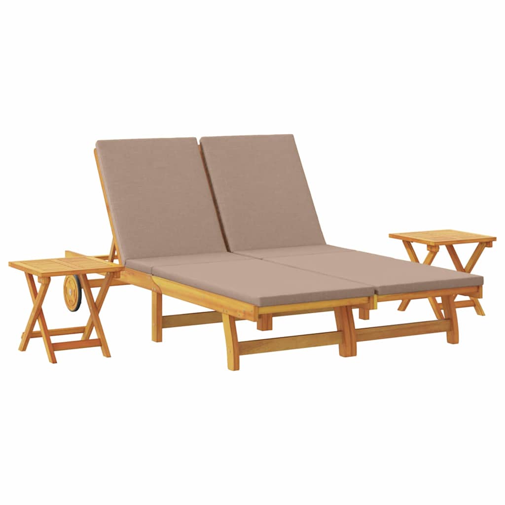 Ligstoel met kussen Taupe Massief Acaciahout is nu te koop bij PeponiXL, paradijselijk wonen!
