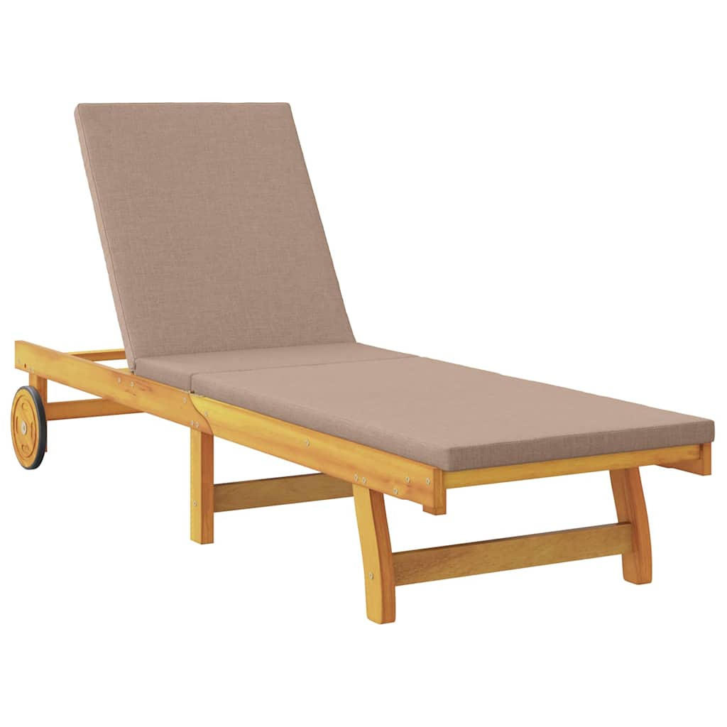 Ligstoel met kussen Taupe Massief Acaciahout is nu te koop bij PeponiXL, paradijselijk wonen!