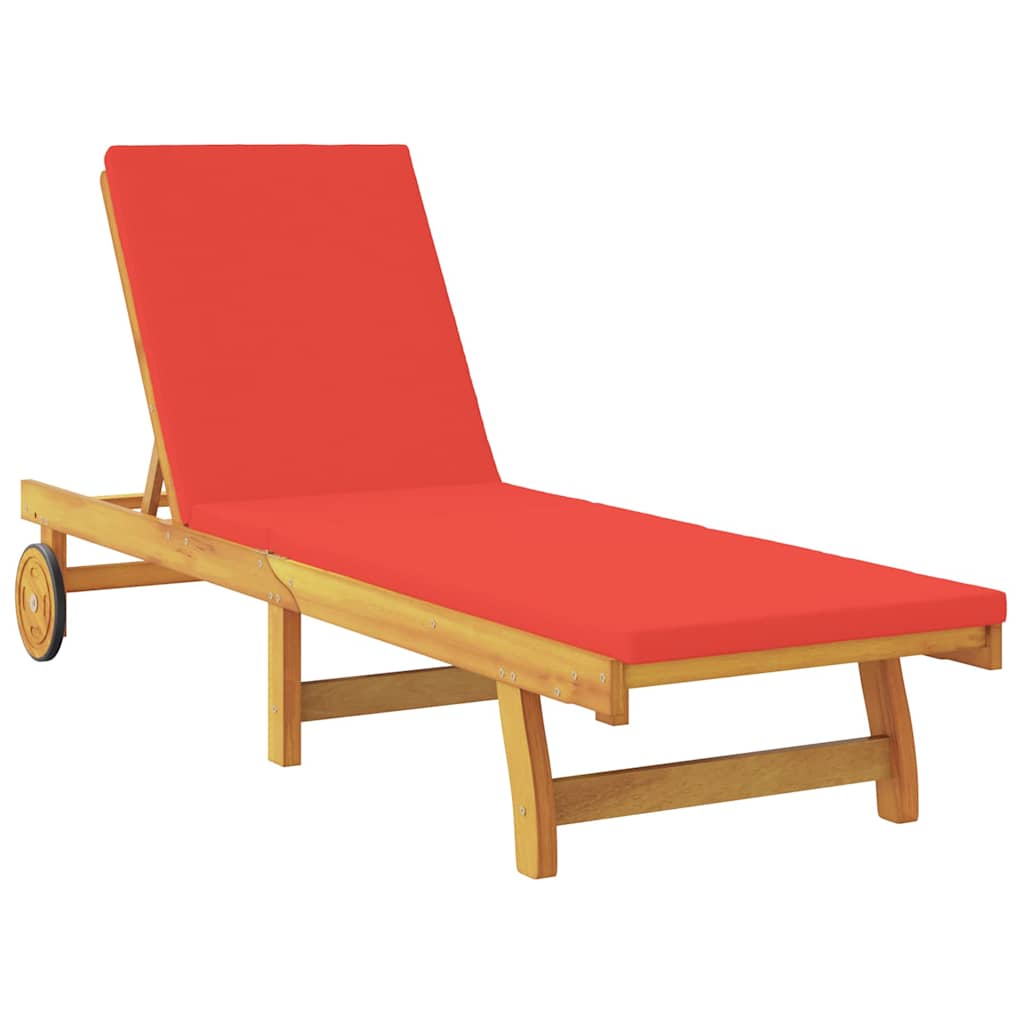 Ligstoel met kussen Rood Massief Acaciahout is nu te koop bij PeponiXL, paradijselijk wonen!