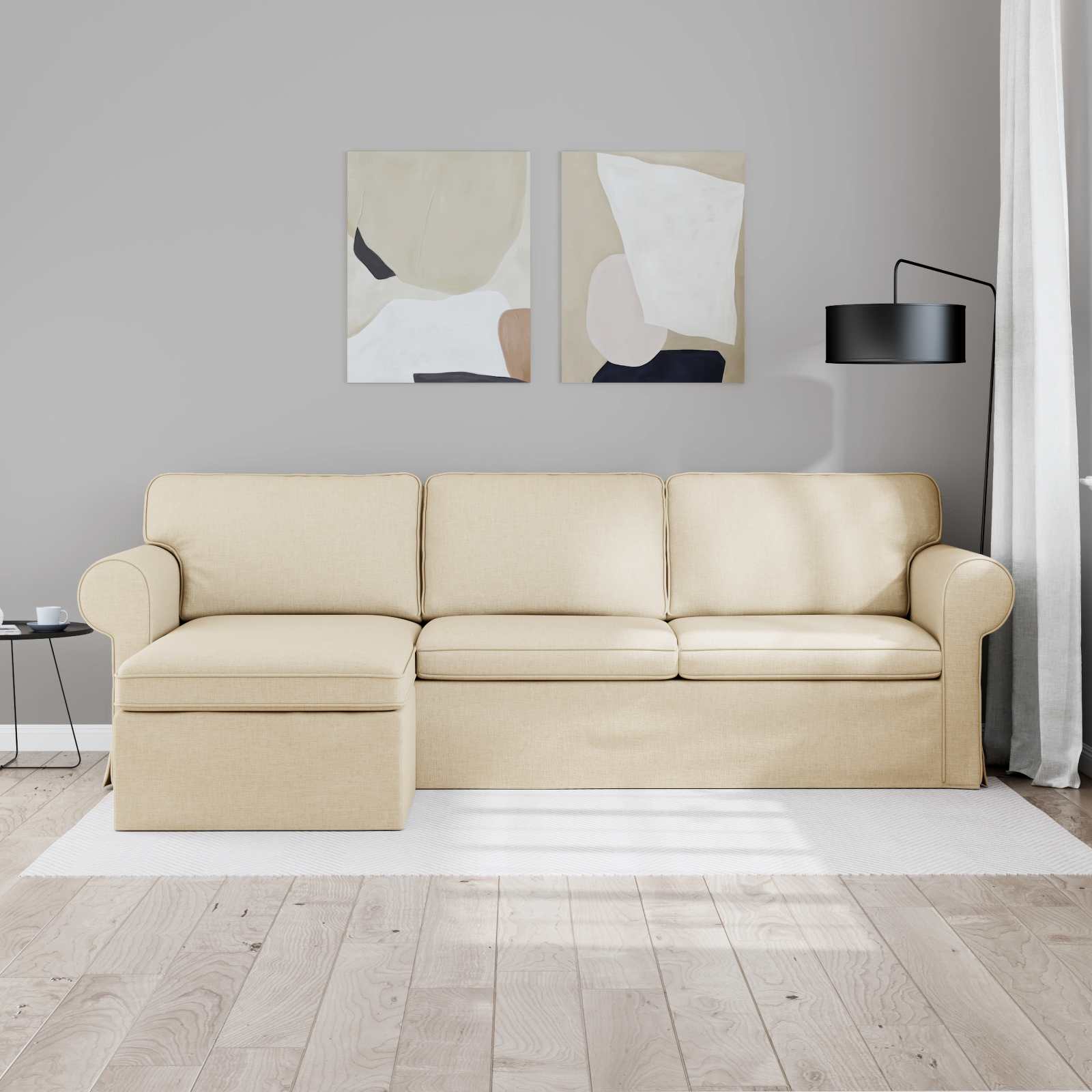 Bank Crème 245 x 138 x 80 cm Stof is nu te koop bij PeponiXL, paradijselijk wonen!