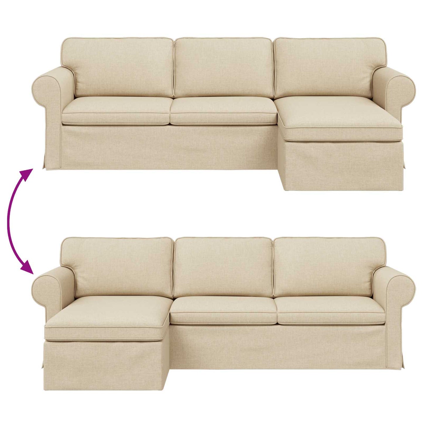 Bank Crème 245 x 138 x 80 cm Stof is nu te koop bij PeponiXL, paradijselijk wonen!