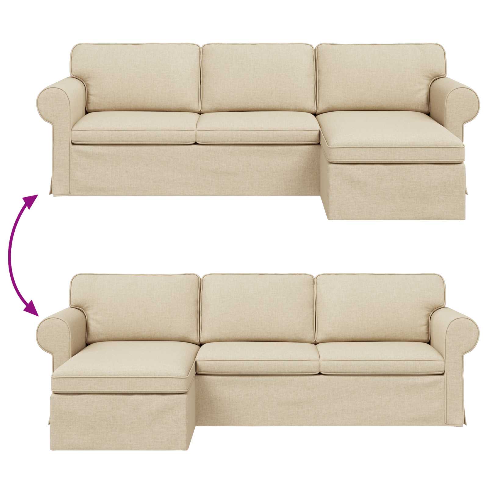 Bank Crème 245 x 138 x 80 cm Stof is nu te koop bij PeponiXL, paradijselijk wonen!
