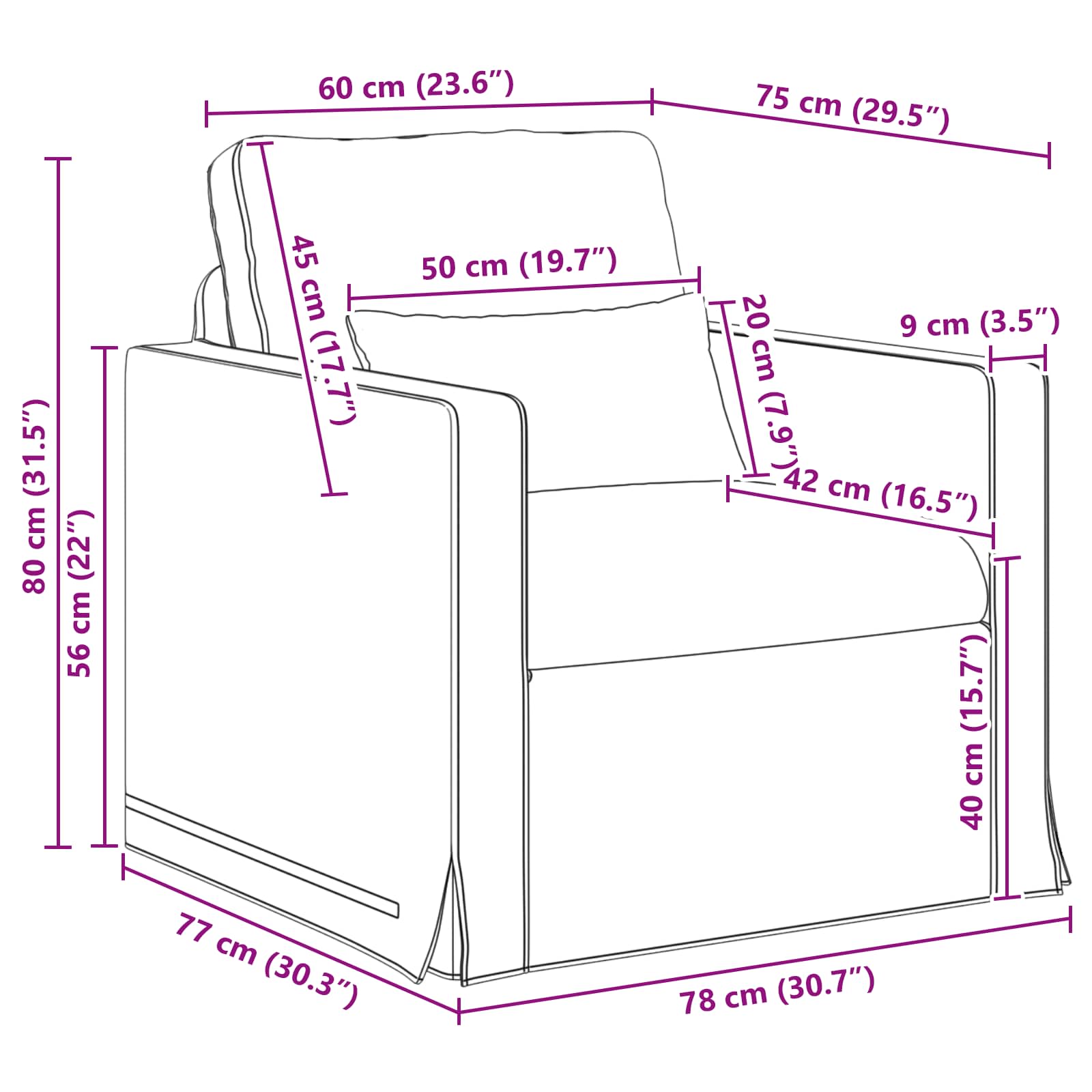 Bank Zwart 78 x 78 x 80 cm Stof is nu te koop bij PeponiXL, paradijselijk wonen!