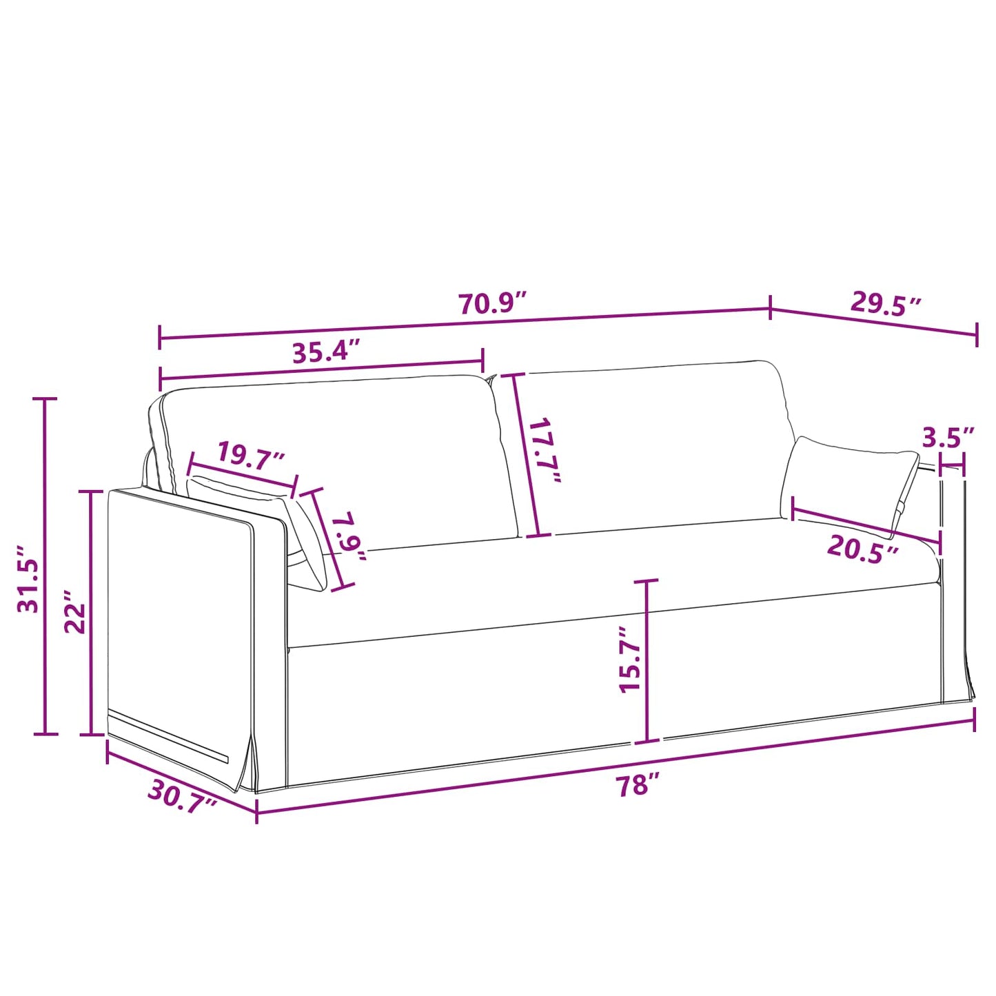 Bank Donkergrijs 198 x 78 x 80 cm Stof is nu te koop bij PeponiXL, paradijselijk wonen!