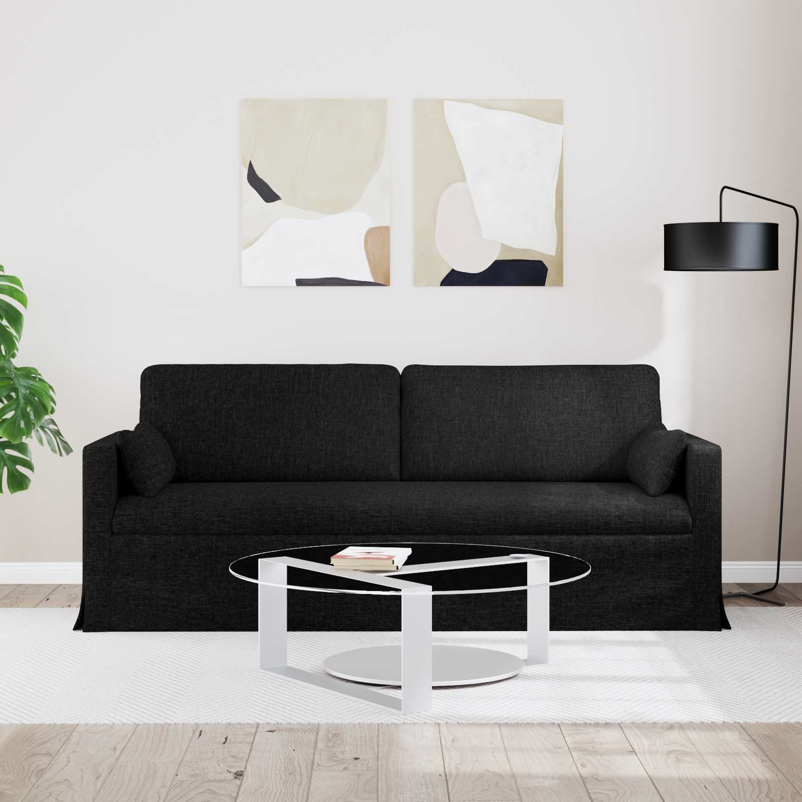 Bank Zwart 198 x 78 x 80 cm Stof is nu te koop bij PeponiXL, paradijselijk wonen!