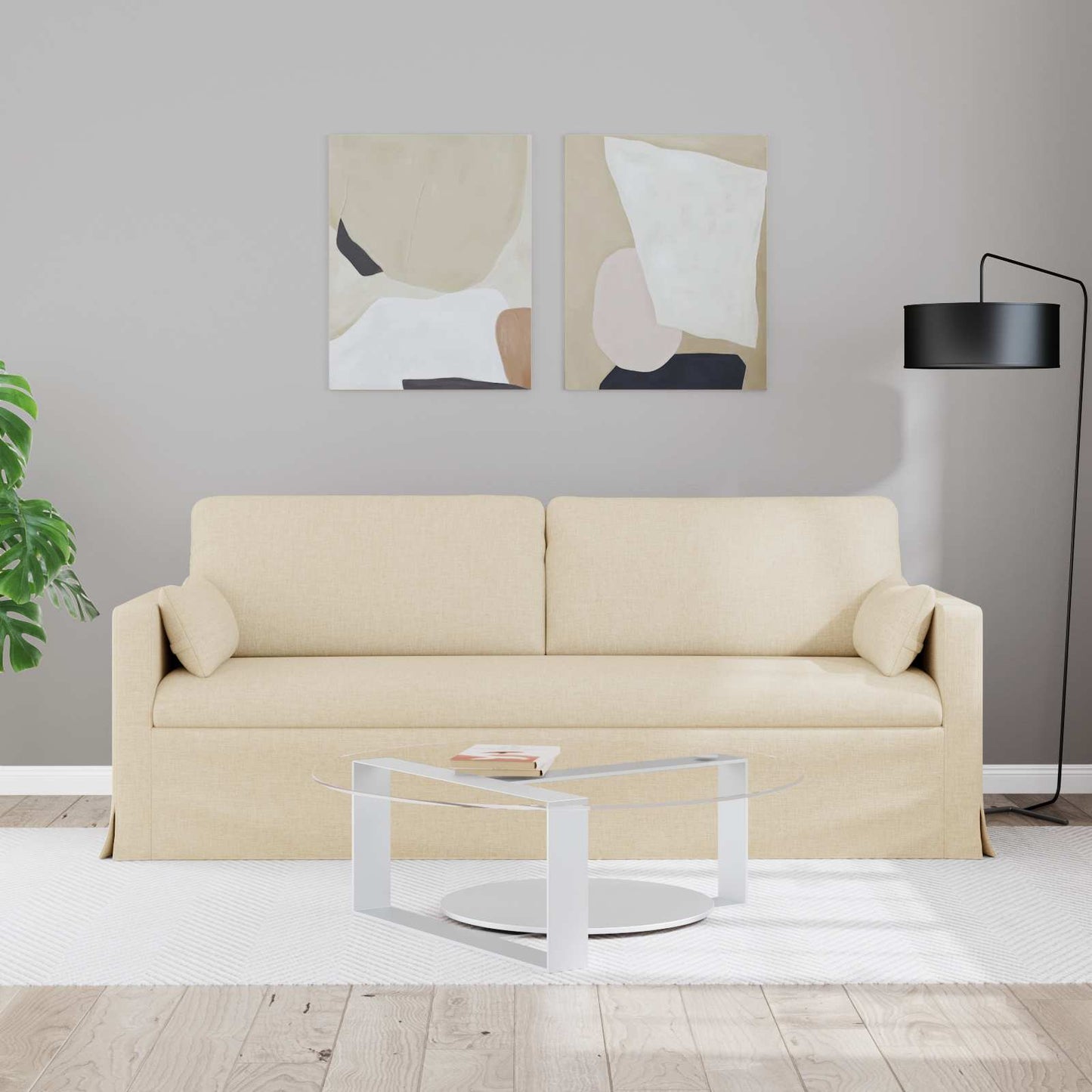 Bank Crème 198 x 78 x 80 cm Stof is nu te koop bij PeponiXL, paradijselijk wonen!