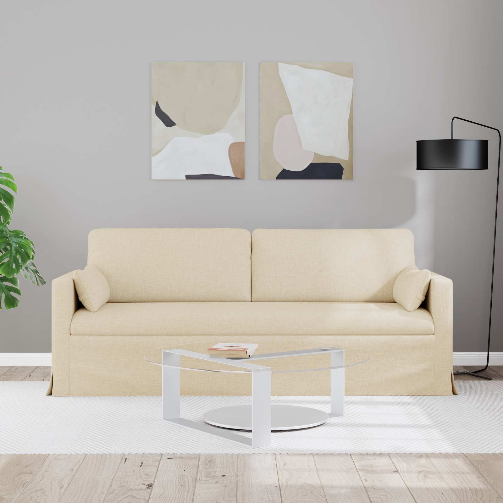 Bank Crème 198 x 78 x 80 cm Stof is nu te koop bij PeponiXL, paradijselijk wonen!