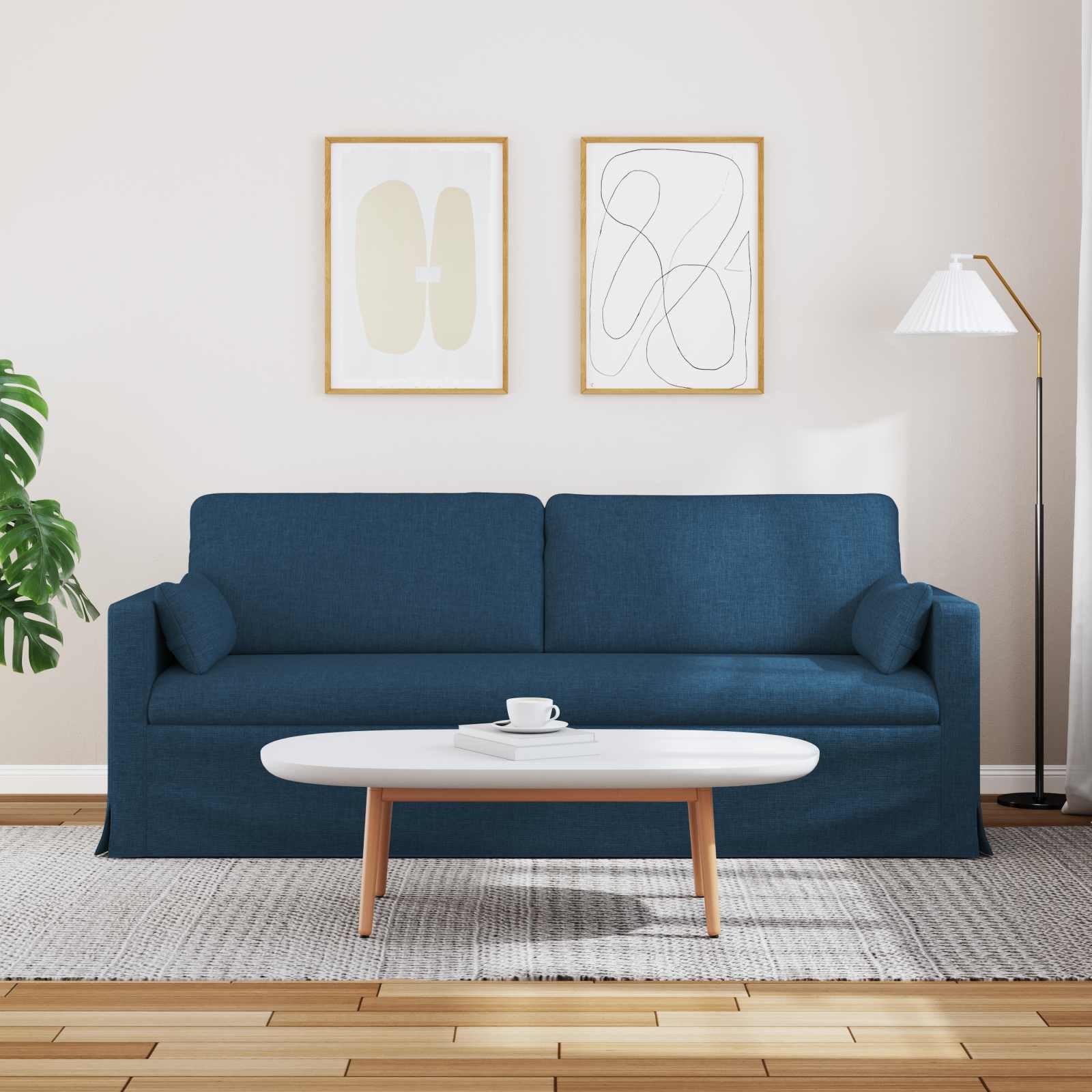 Bank Blauw 198 x 78 x 80 cm Stof is nu te koop bij PeponiXL, paradijselijk wonen!