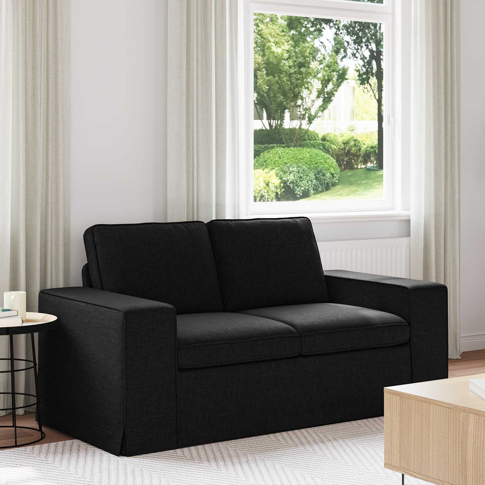 Bank Zwart 162 x 80 x 82 cm Stof is nu te koop bij PeponiXL, paradijselijk wonen!