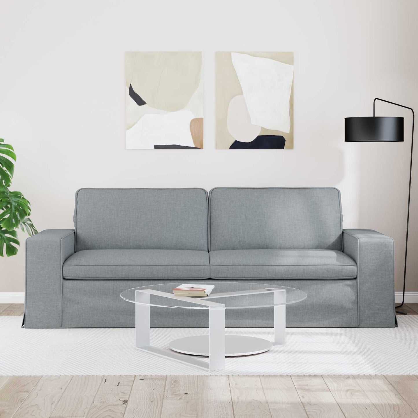 Bank Lichtgrijs 222 x 80 x 82 cm Stof is nu te koop bij PeponiXL, paradijselijk wonen!
