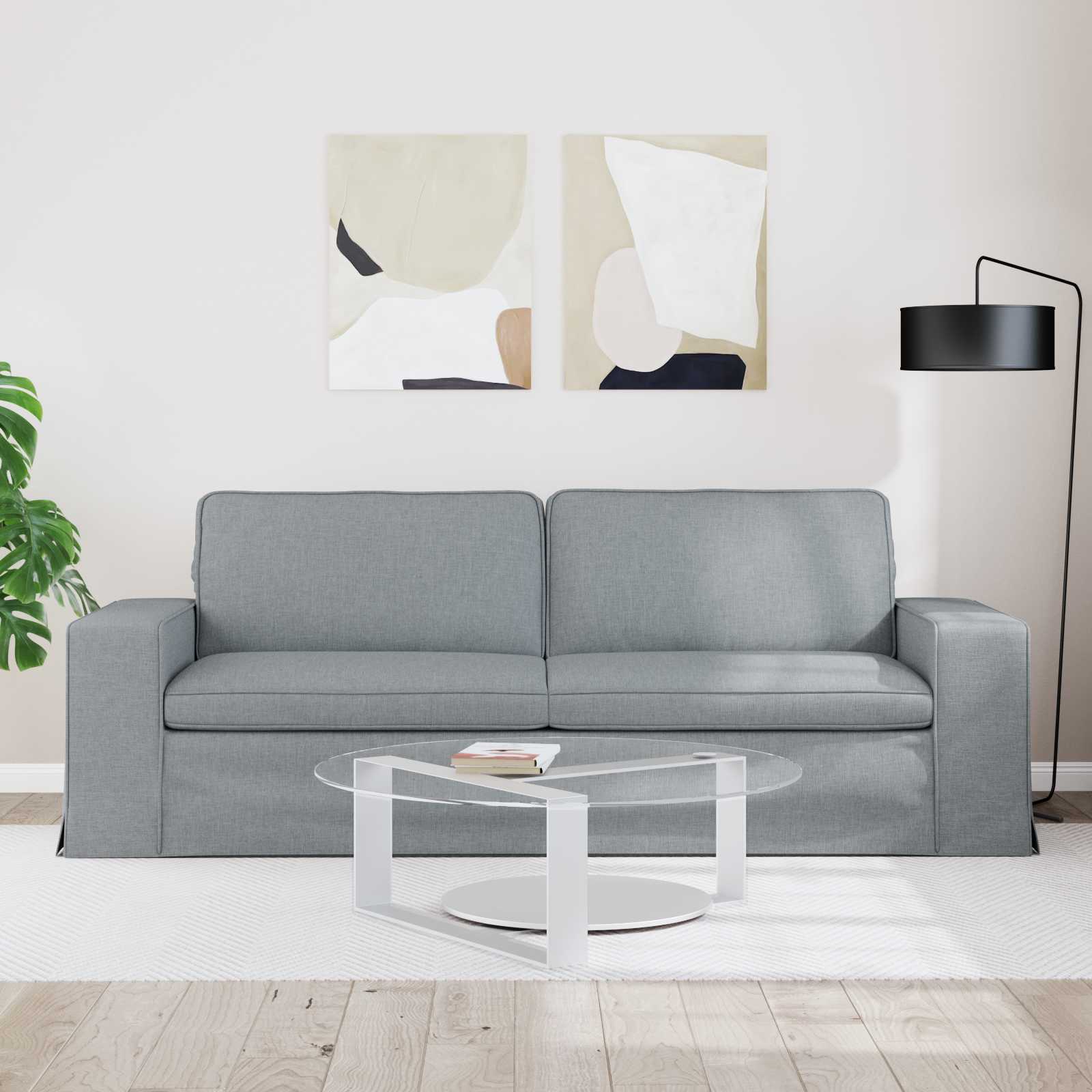 Bank Lichtgrijs 222 x 80 x 82 cm Stof is nu te koop bij PeponiXL, paradijselijk wonen!