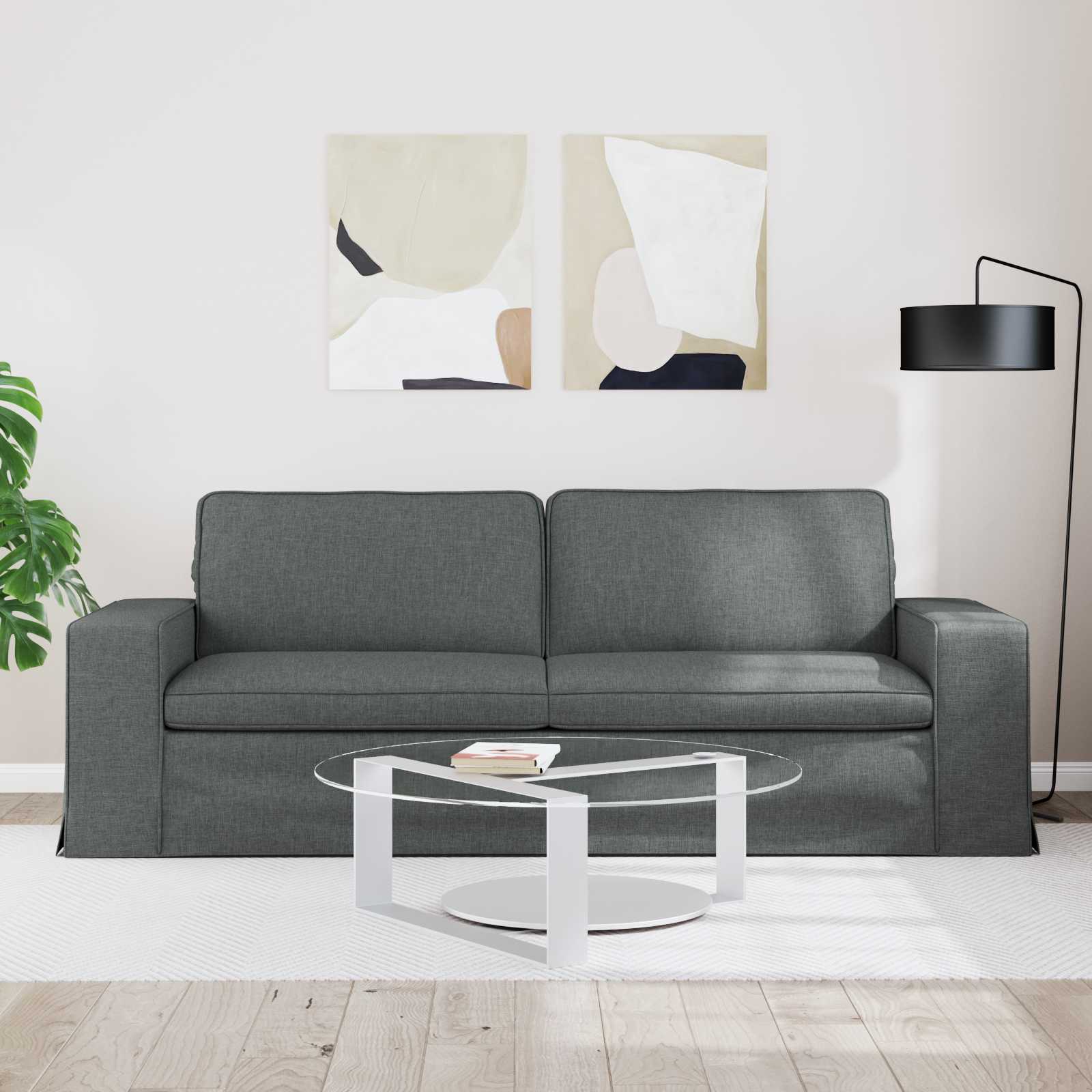 Bank Donkergrijs 222 x 80 x 82 cm Stof is nu te koop bij PeponiXL, paradijselijk wonen!