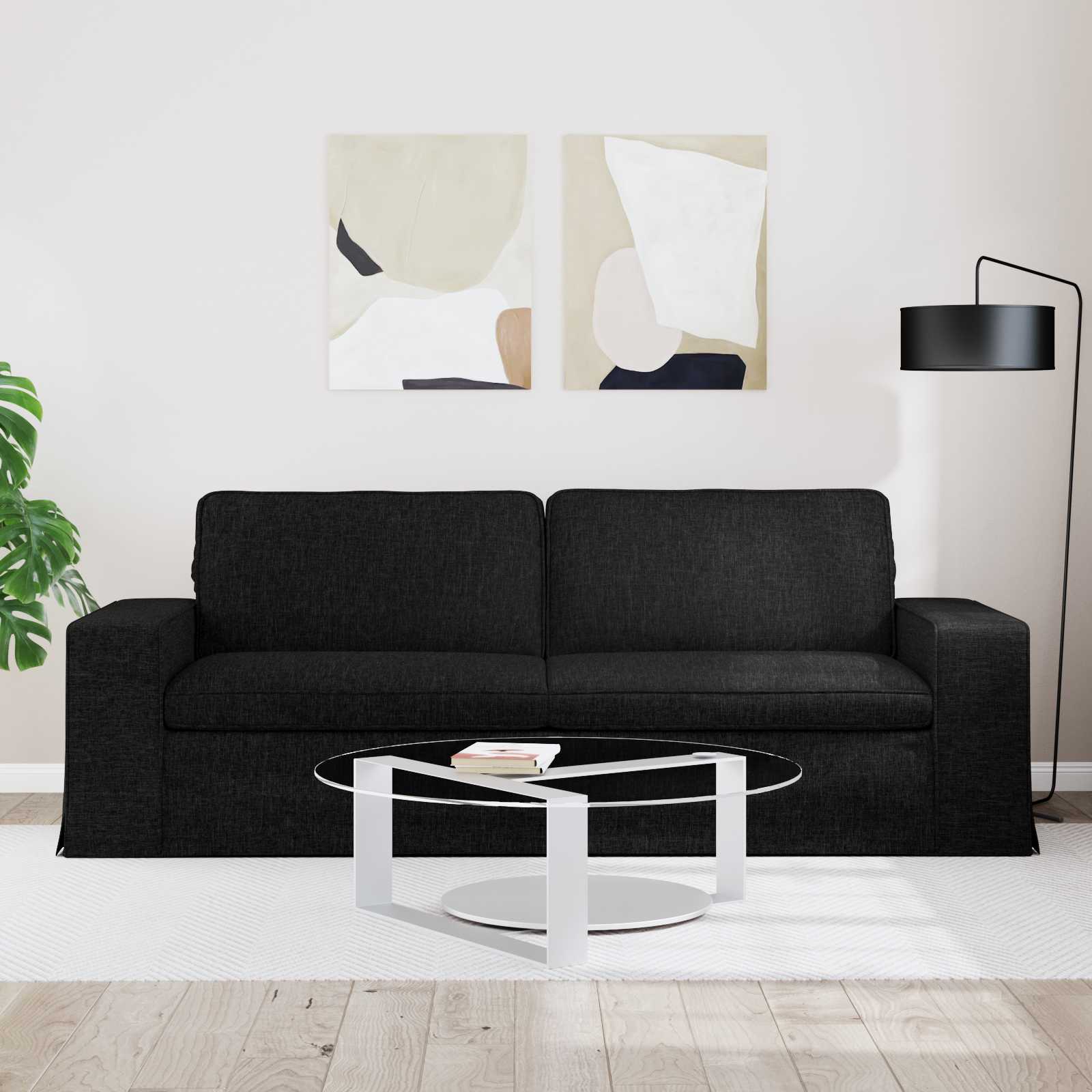 Bank Zwart 222 x 80 x 82 cm Stof is nu te koop bij PeponiXL, paradijselijk wonen!