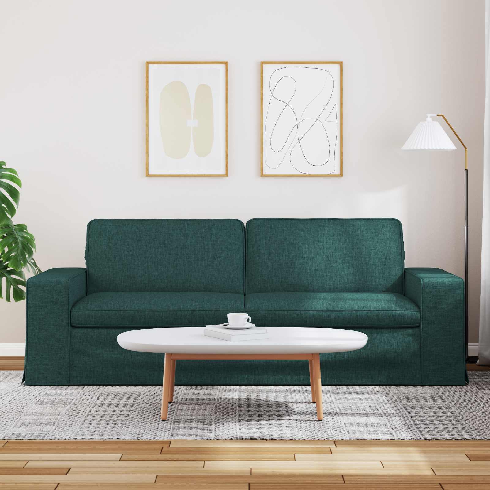 Bank Donkergroen 222 x 80 x 82 cm Stof is nu te koop bij PeponiXL, paradijselijk wonen!