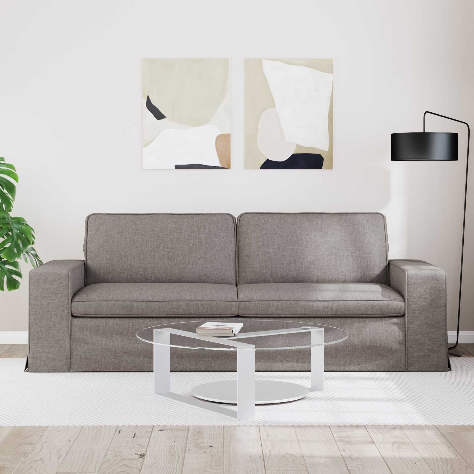 Bank Taupe 222 x 80 x 82 cm Stof is nu te koop bij PeponiXL, paradijselijk wonen!