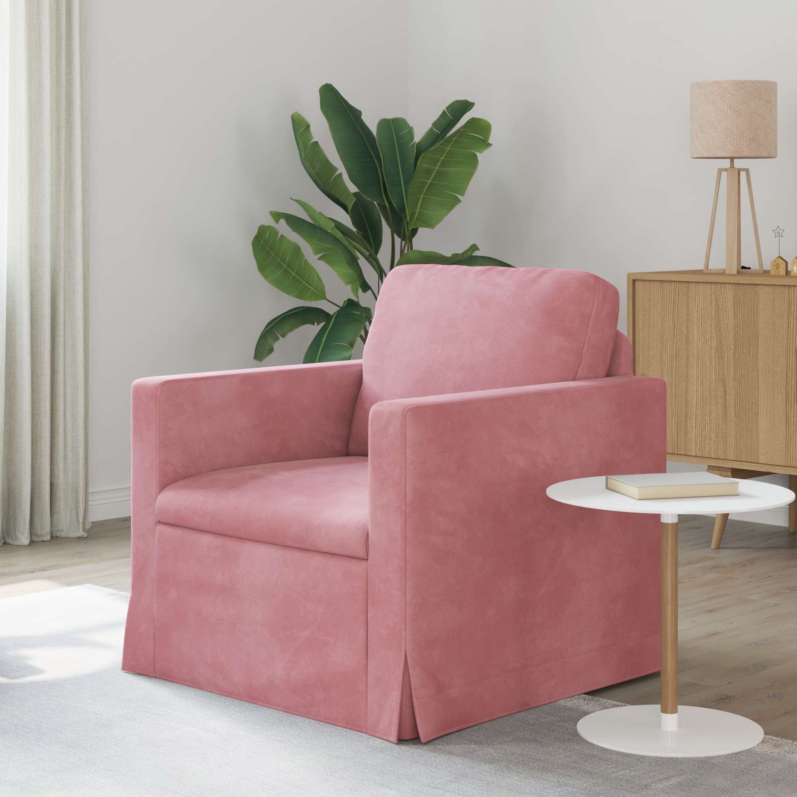 Bank Roze 78 x 78 x 80 cm Fluweel is nu te koop bij PeponiXL, paradijselijk wonen!