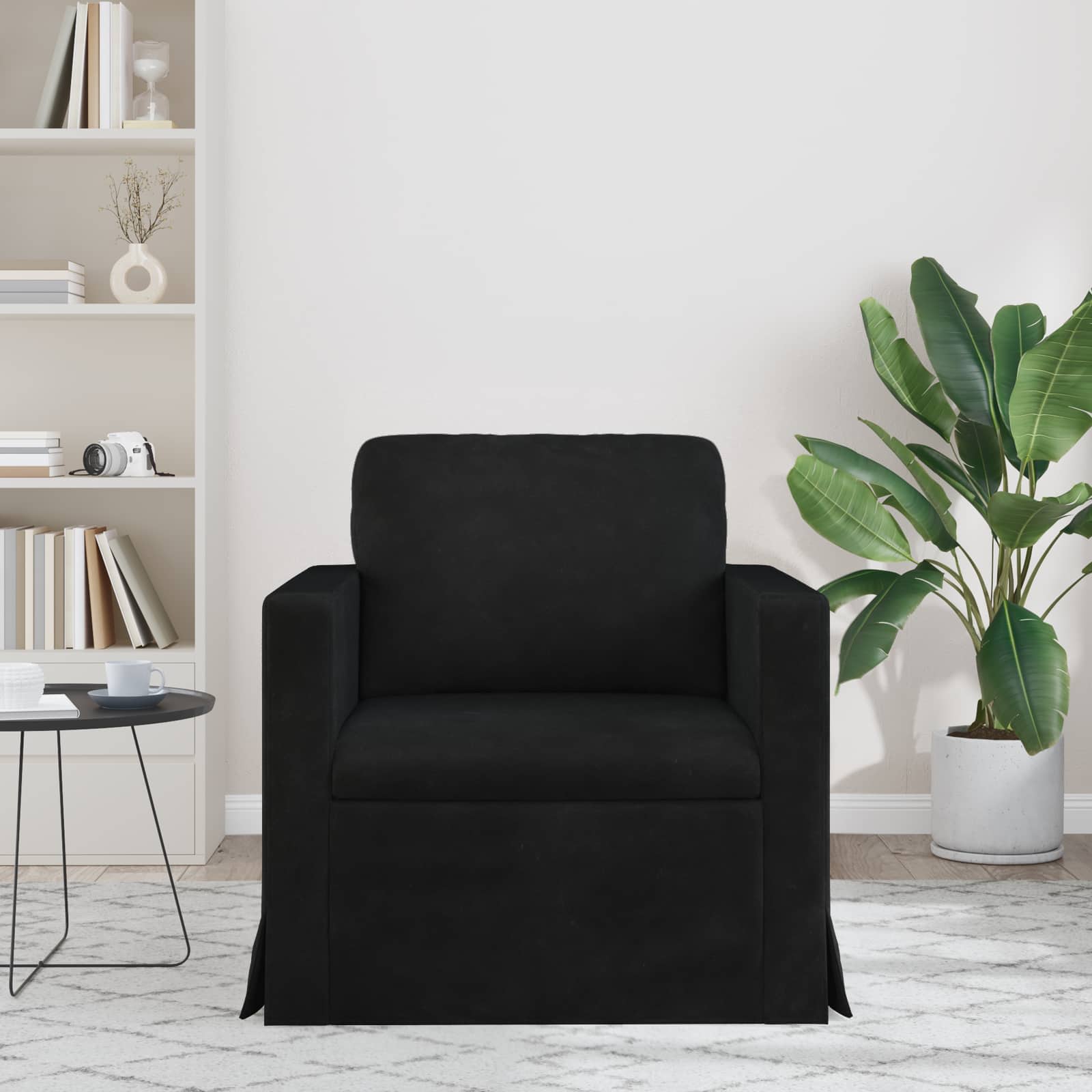 Bank Zwart 78 x 78 x 80 cm Fluweel is nu te koop bij PeponiXL, paradijselijk wonen!