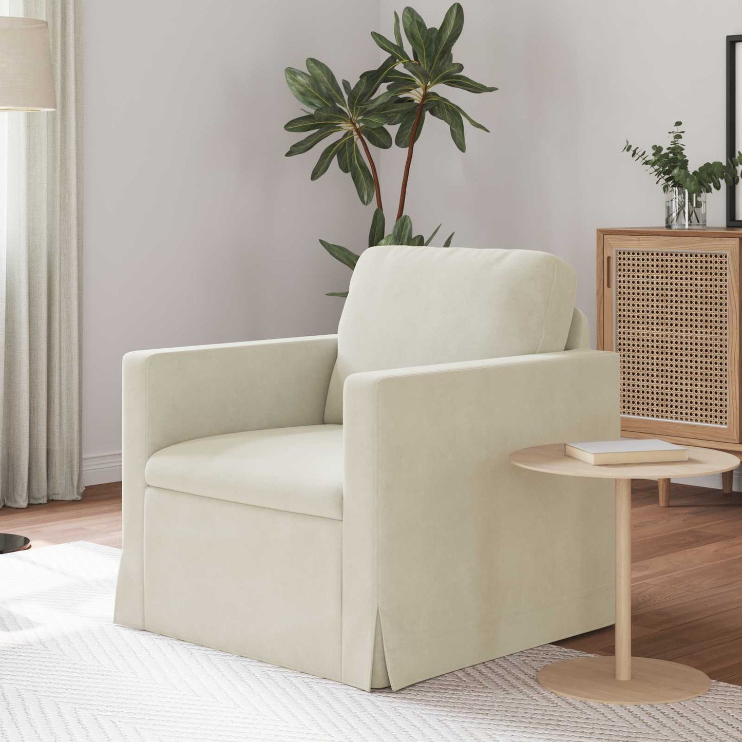 Bank Crème 78 x 78 x 80 cm Fluweel is nu te koop bij PeponiXL, paradijselijk wonen!