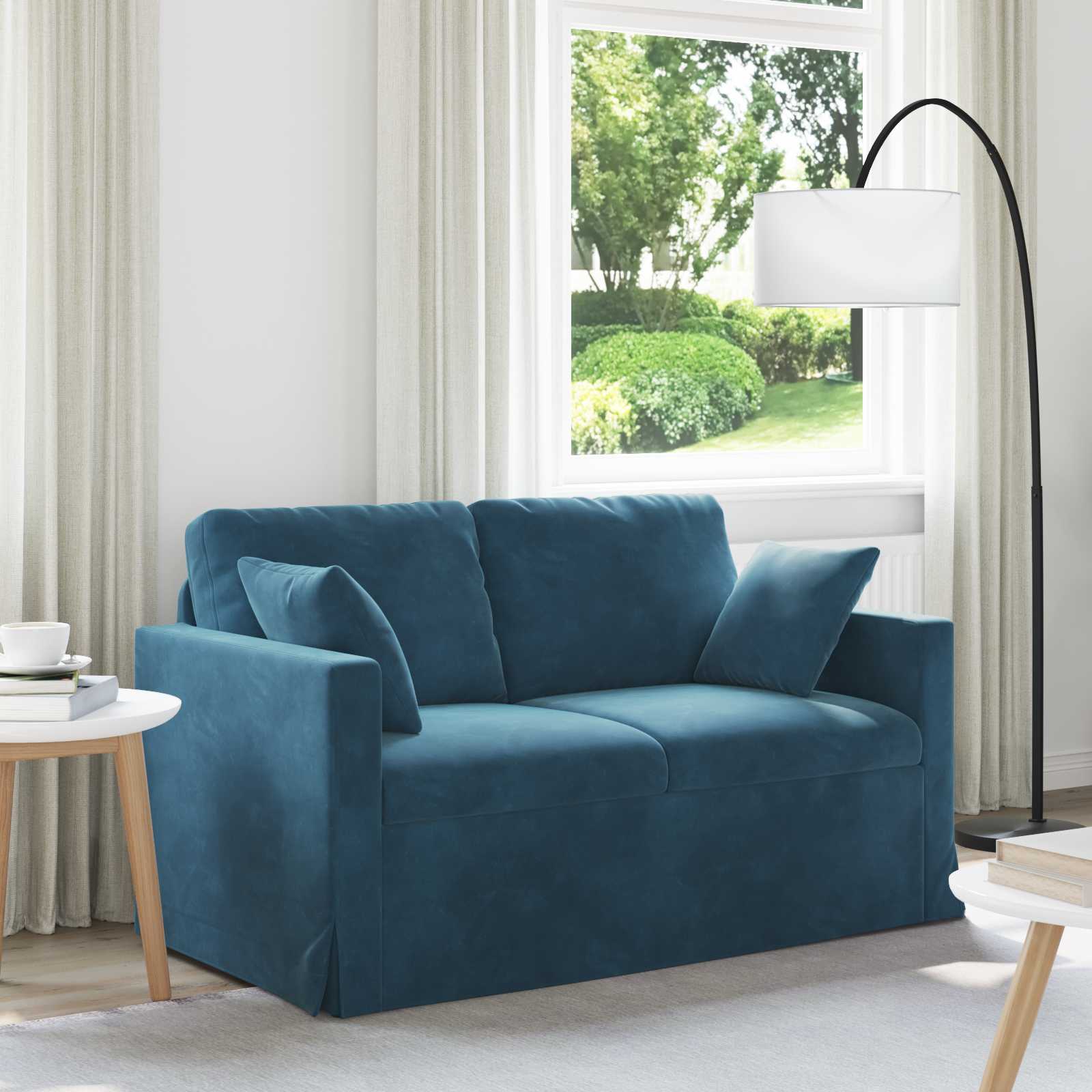 Bank Blauw 138 x 78 x 80 cm Fluweel is nu te koop bij PeponiXL, paradijselijk wonen!