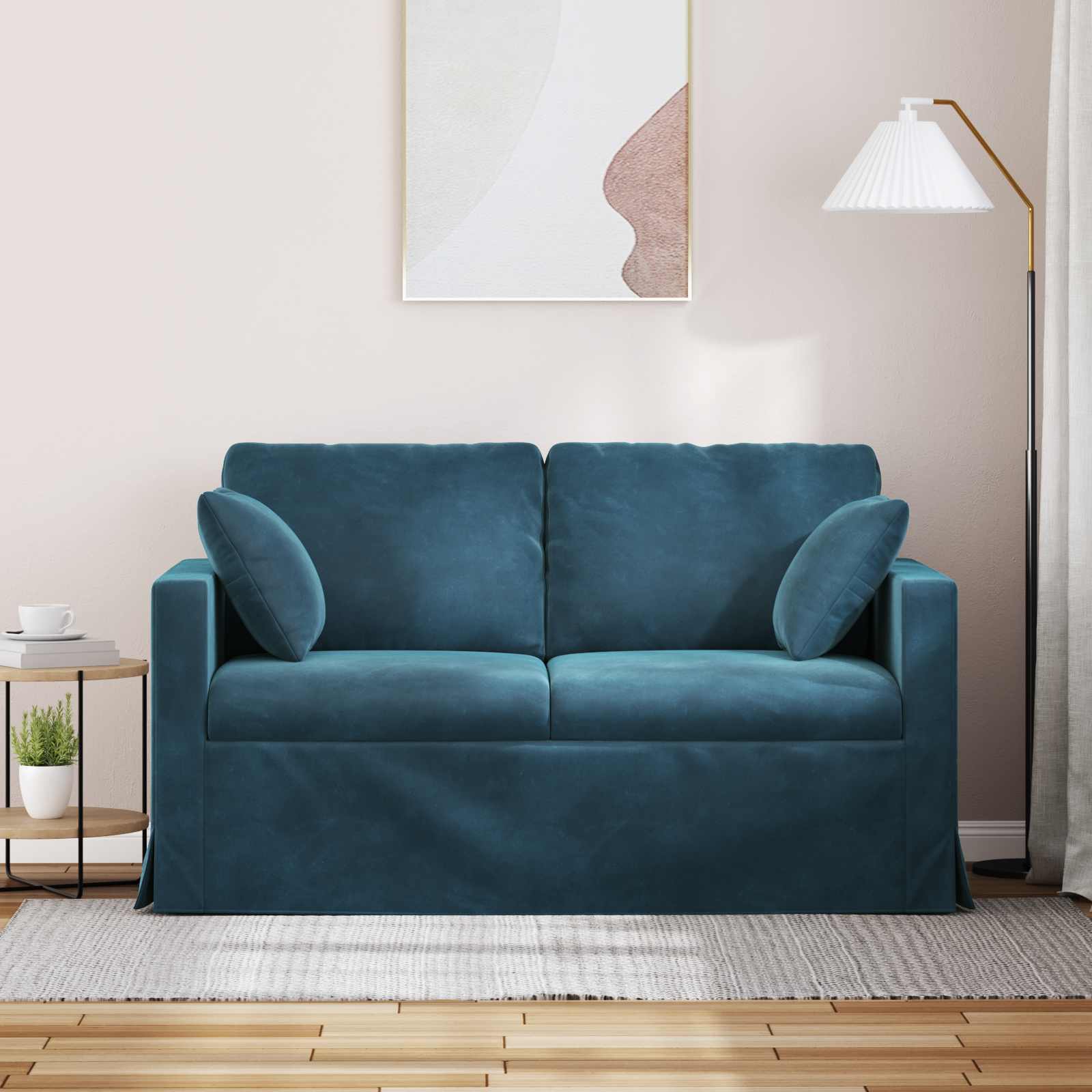 Bank Blauw 138 x 78 x 80 cm Fluweel is nu te koop bij PeponiXL, paradijselijk wonen!